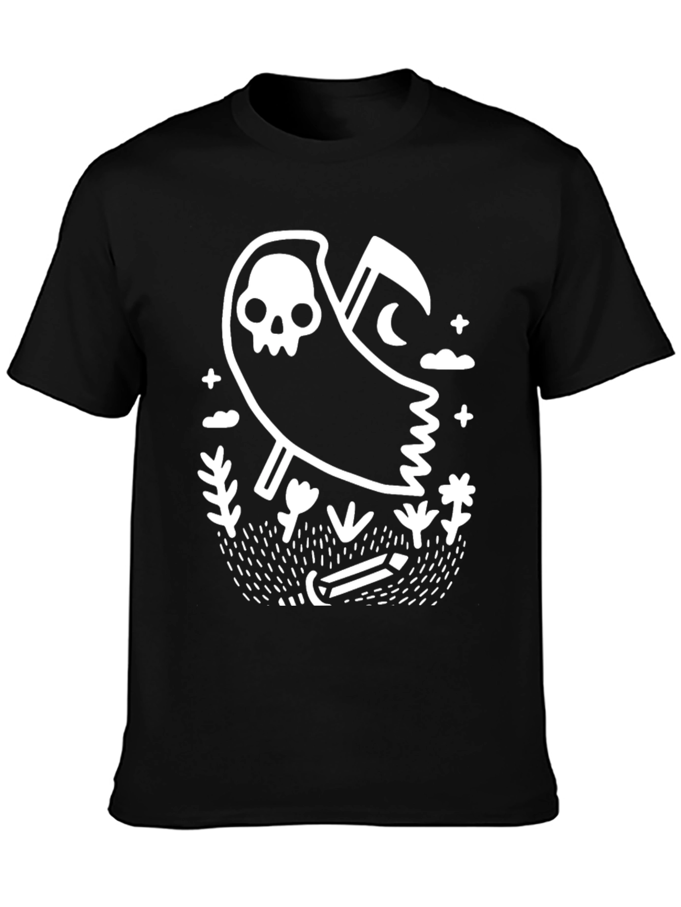 Grim Reaper Graphic Tee - Black Cotton T-Shirt