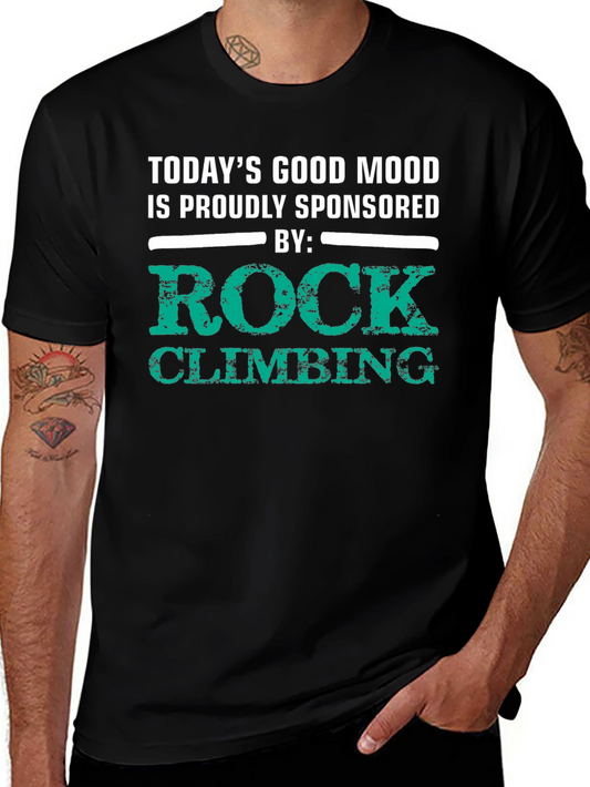 Rock Climbing Sponsored Good Mood Black T-Shirt