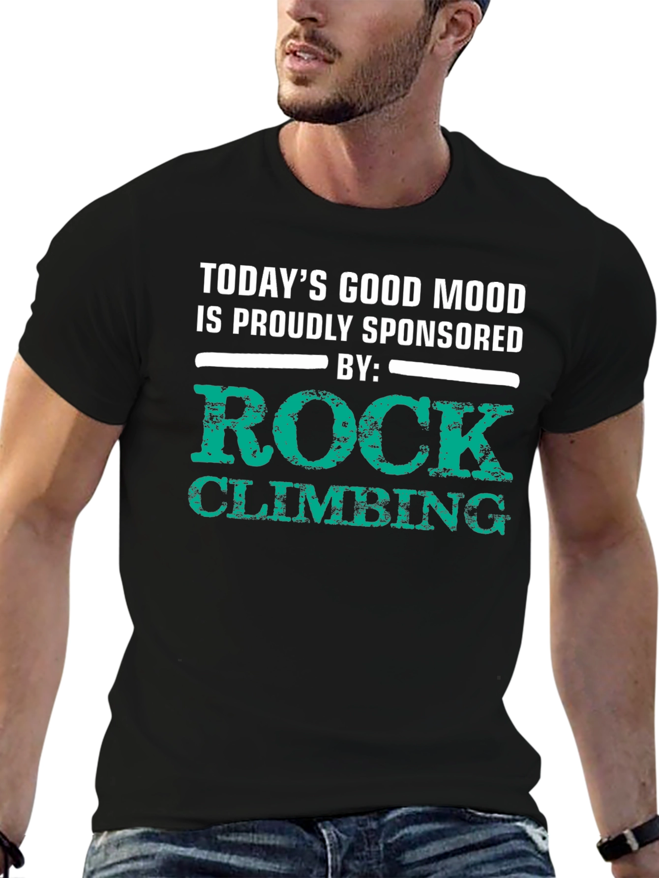 Rock Climbing Sponsored Good Mood Black T-Shirt