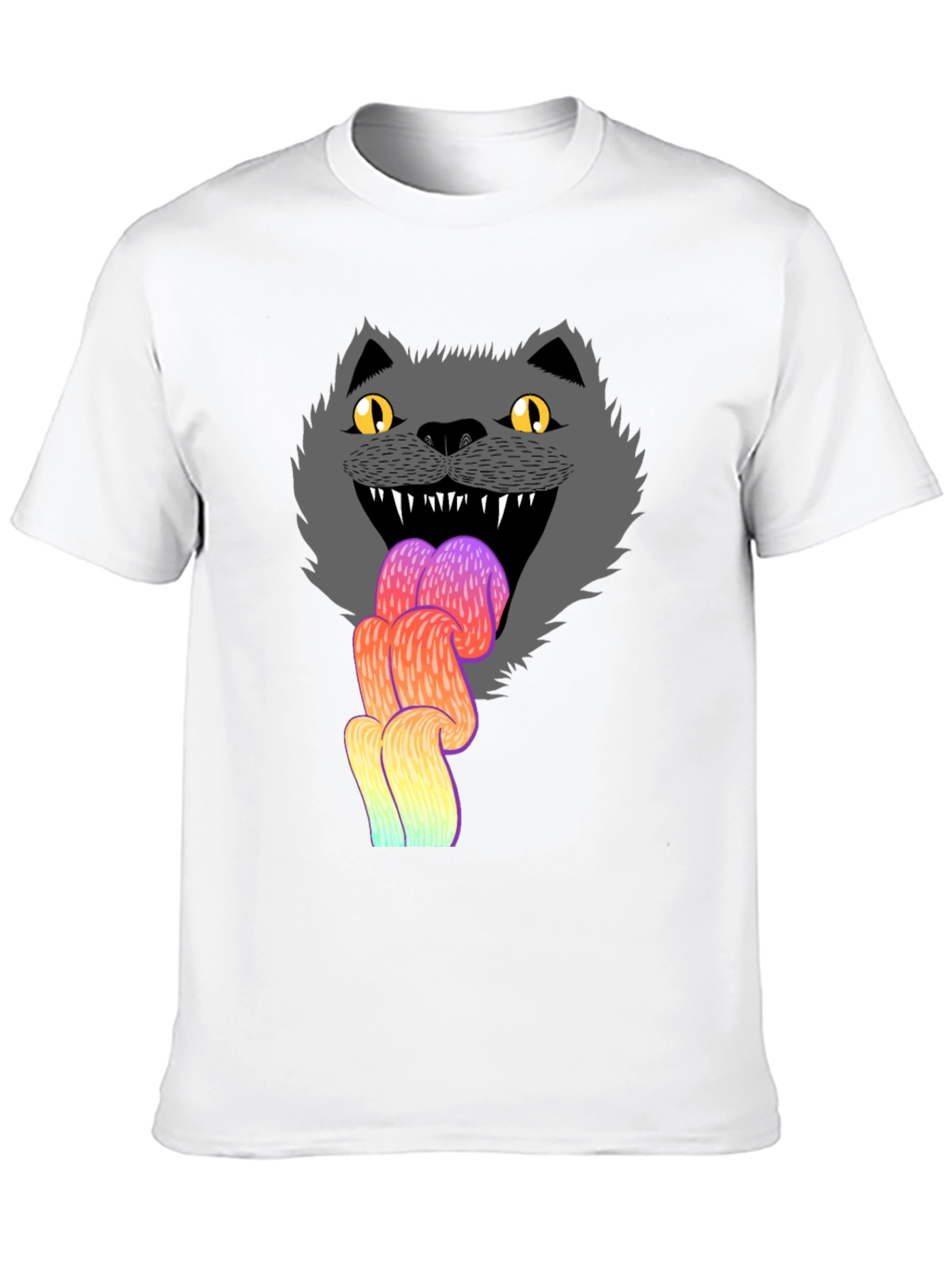 Crazy Cat Tongue T-Shirt - Mens Black Graphic Tee