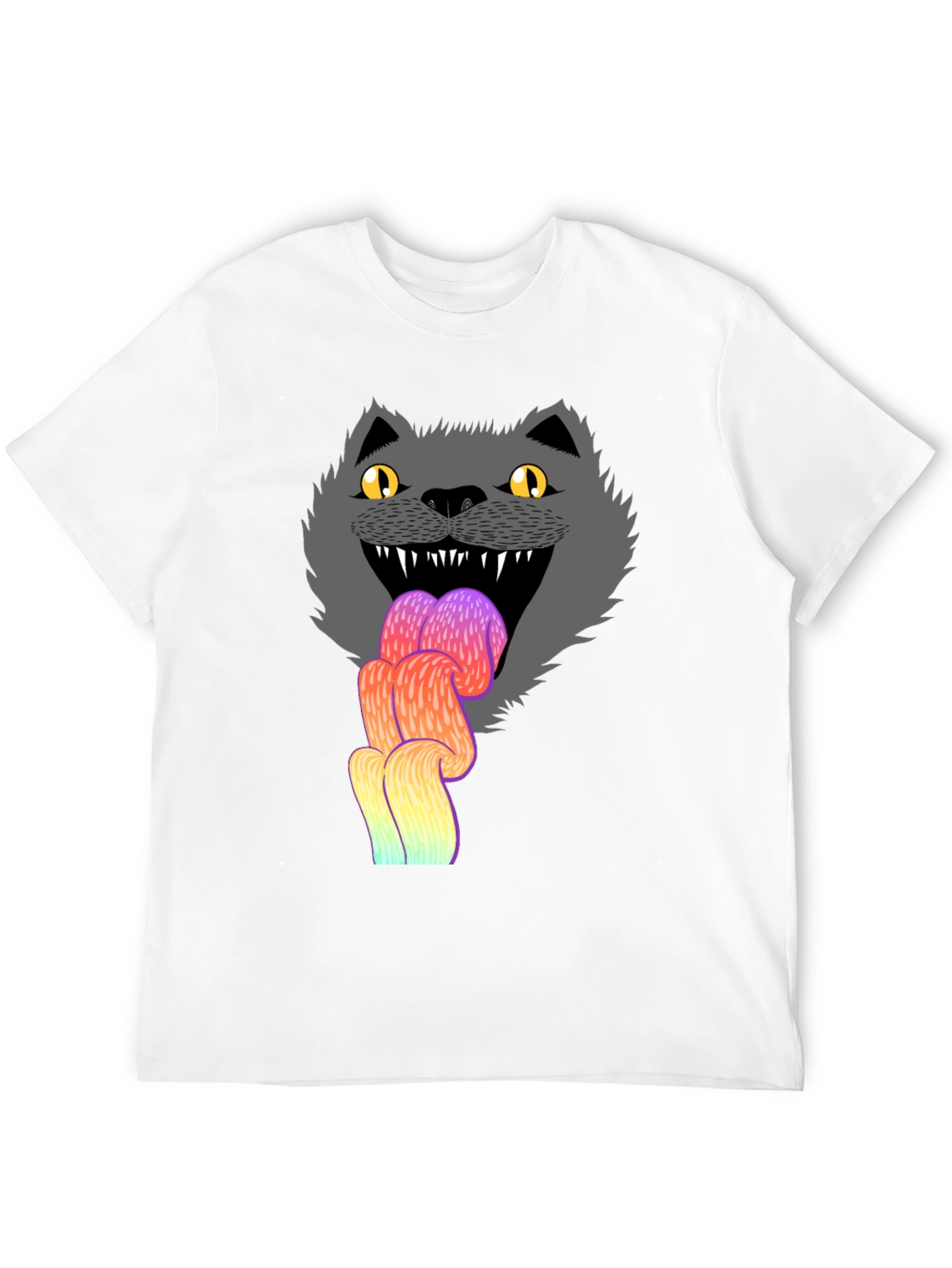 Crazy Cat Tongue T-Shirt - Mens Black Graphic Tee