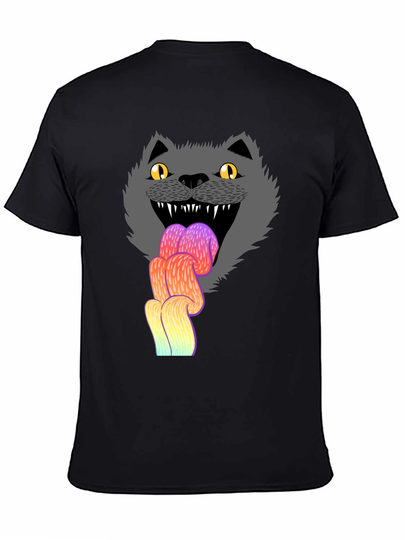 Crazy Cat Tongue T-Shirt - Mens Black Graphic Tee