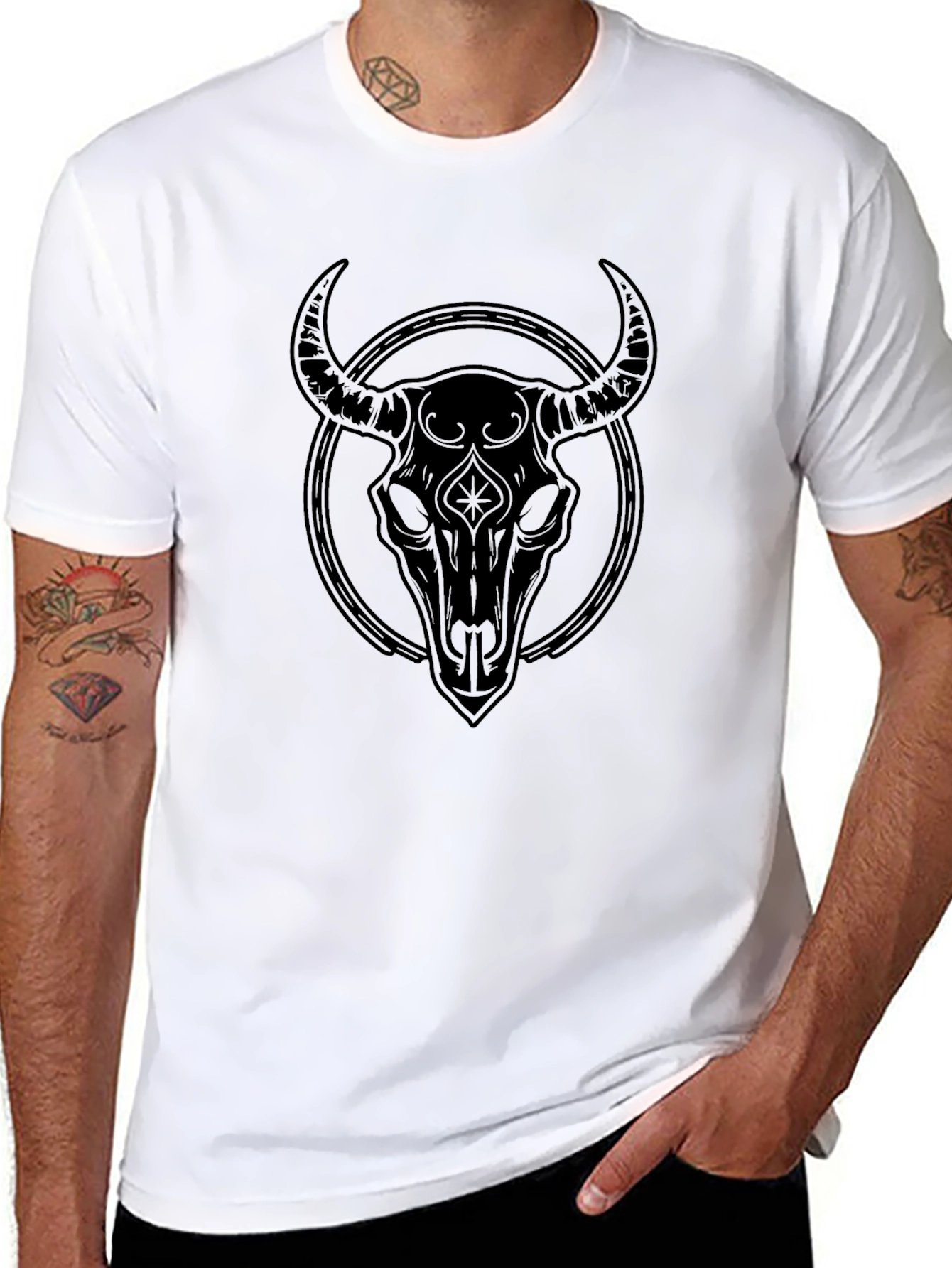 Skull Circle Graphic Tee - Black