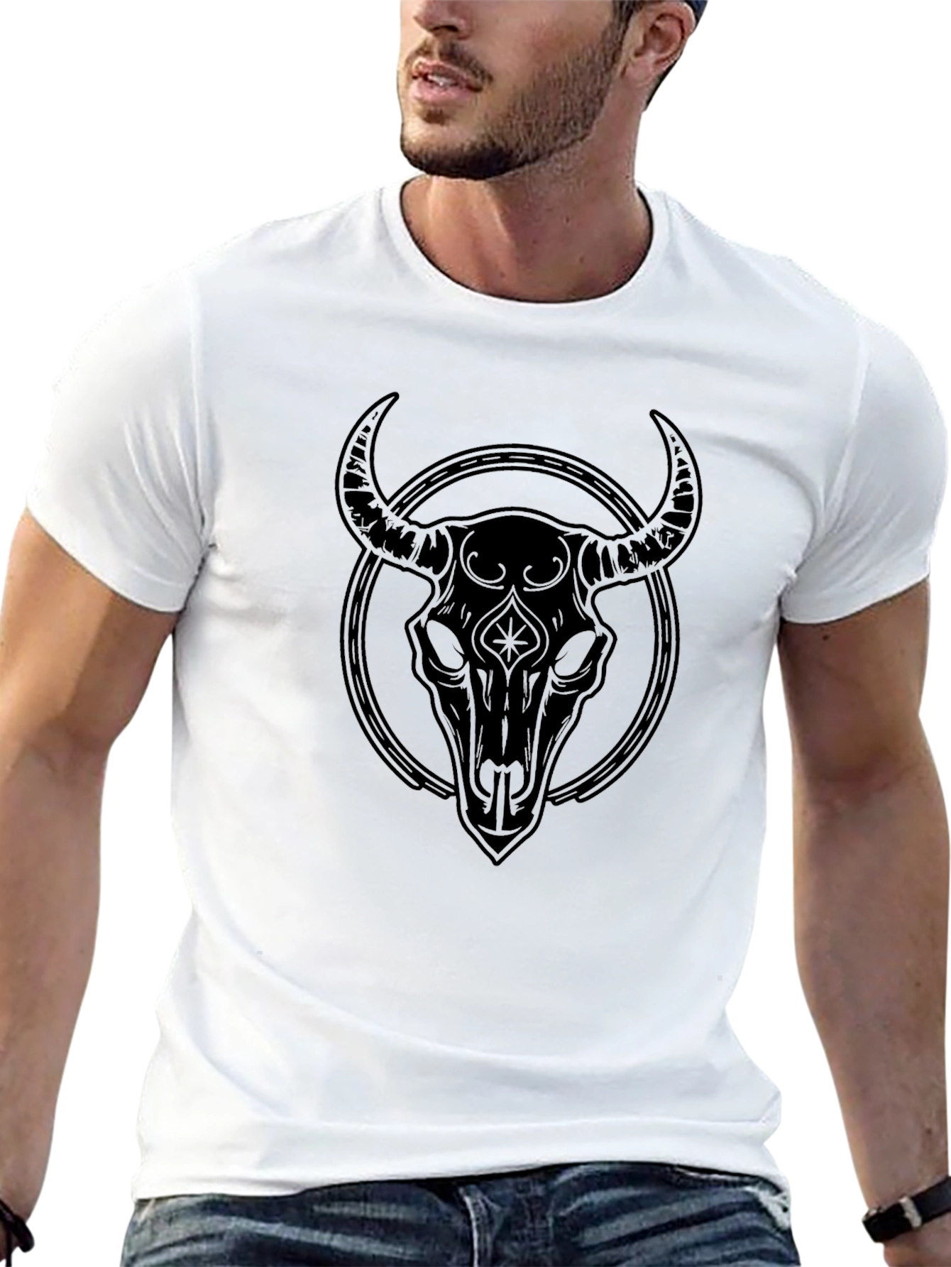Skull Circle Graphic Tee - Black