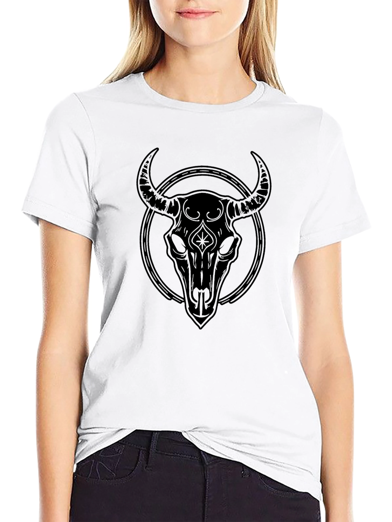 Skull Circle Graphic Tee - Black