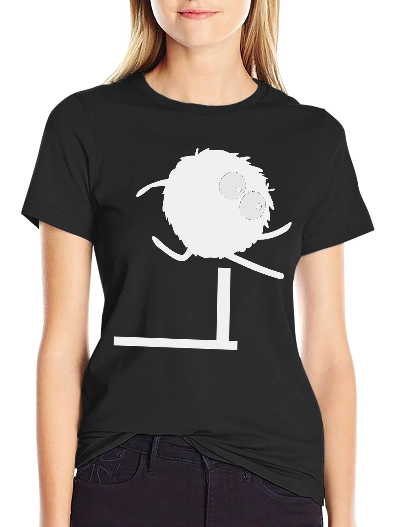 Funny Cartoon Jumping Hurdle Black T-Shirt