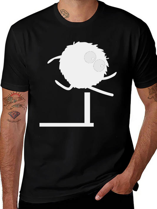 Funny Cartoon Jumping Hurdle Black T-Shirt
