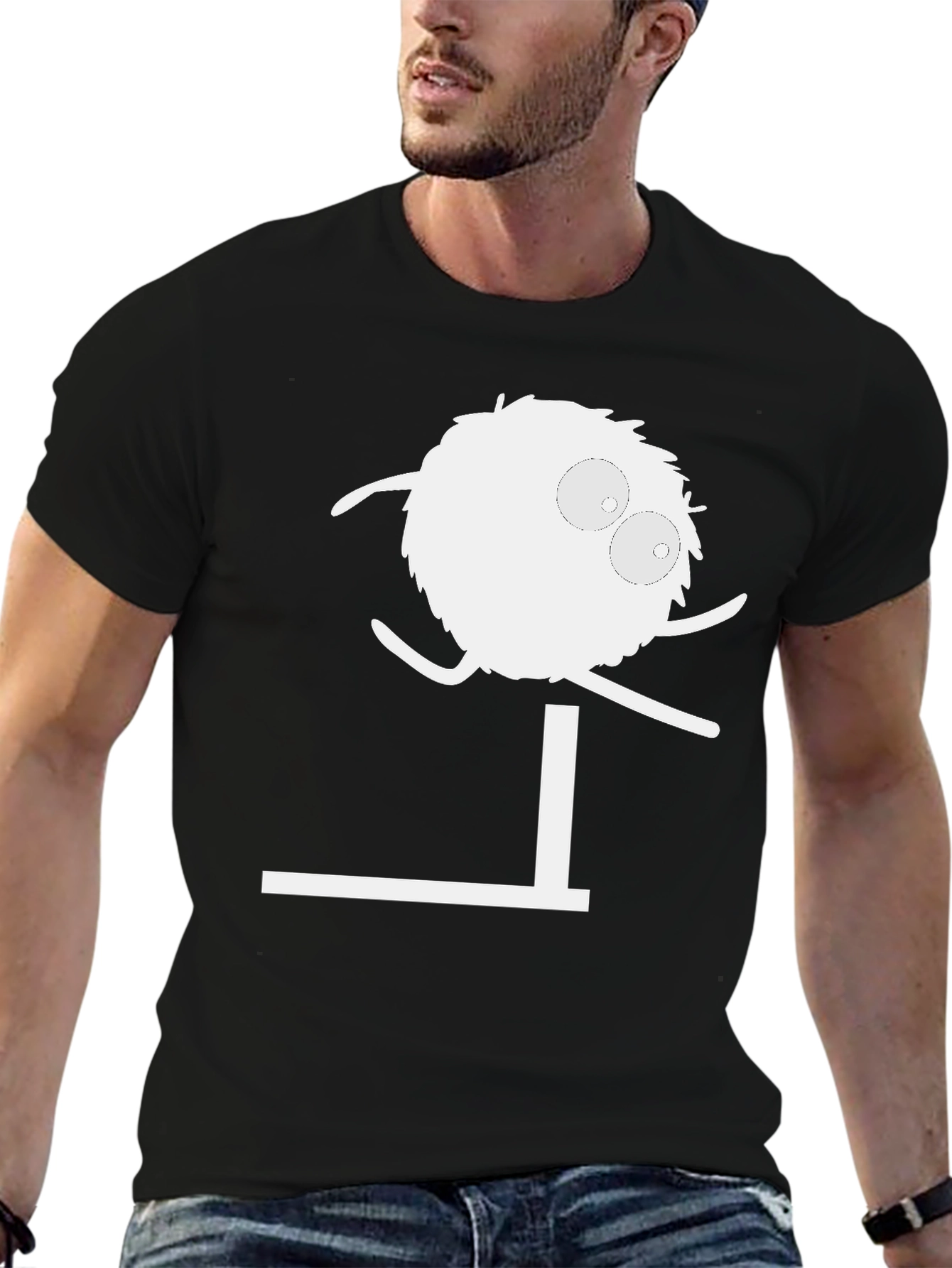Funny Cartoon Jumping Hurdle Black T-Shirt