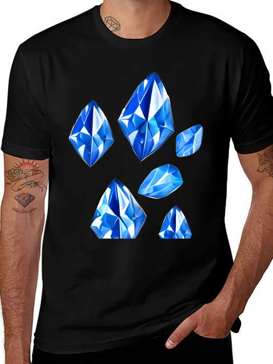 Blue Gemstone Graphic Tee - Modern Style