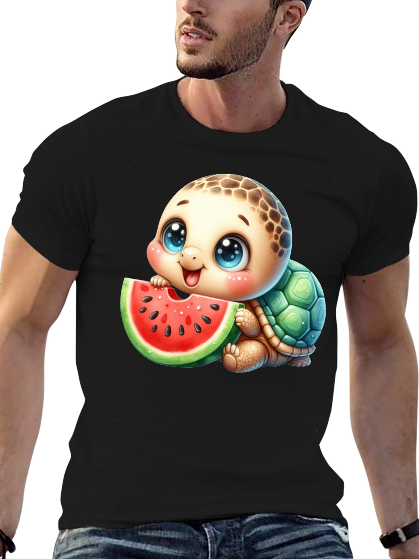 Cute Turtle Watermelon Graphic Tee
