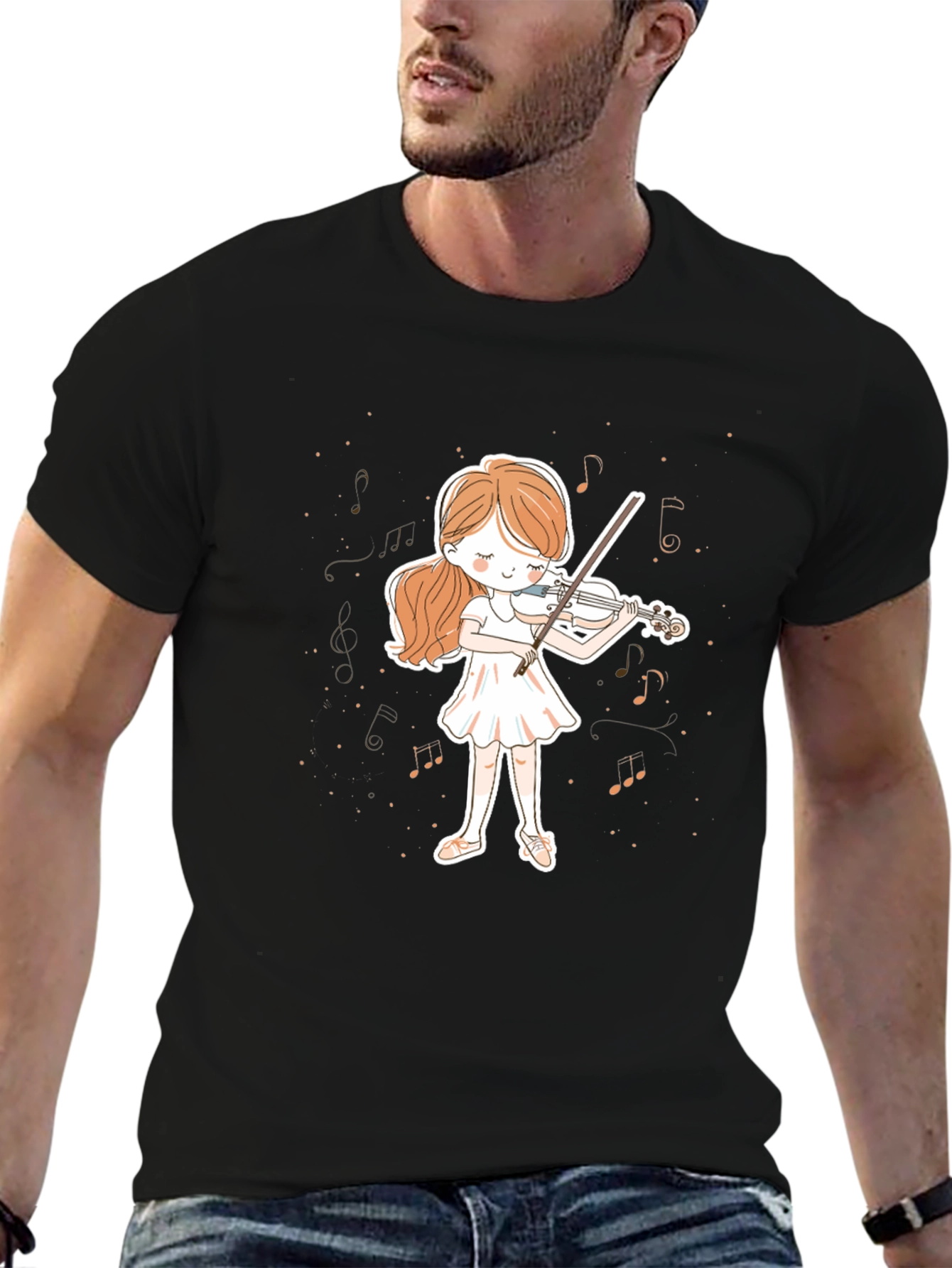 Girl Playing Violin Graphic Tee - Music Lover T-Shirt