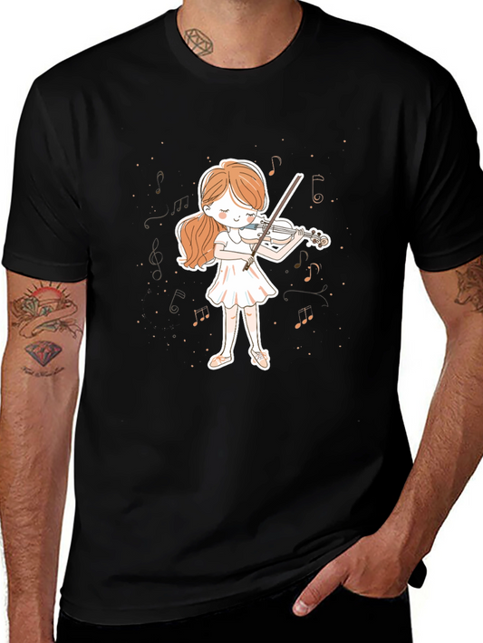 Girl Playing Violin Graphic Tee - Music Lover T-Shirt