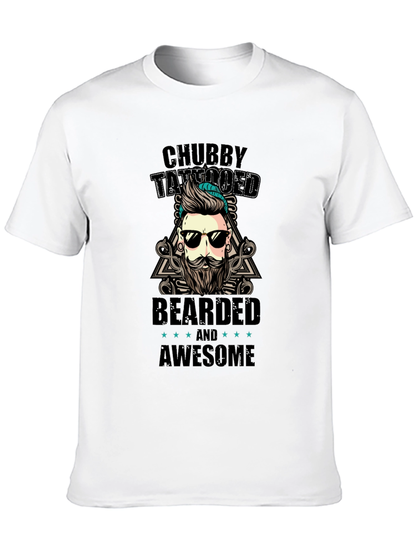 Chubby Tattooed Bearded Awesome Black T-Shirt