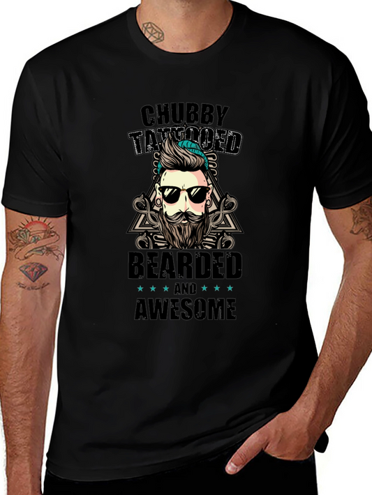 Chubby Tattooed Bearded Awesome Black T-Shirt