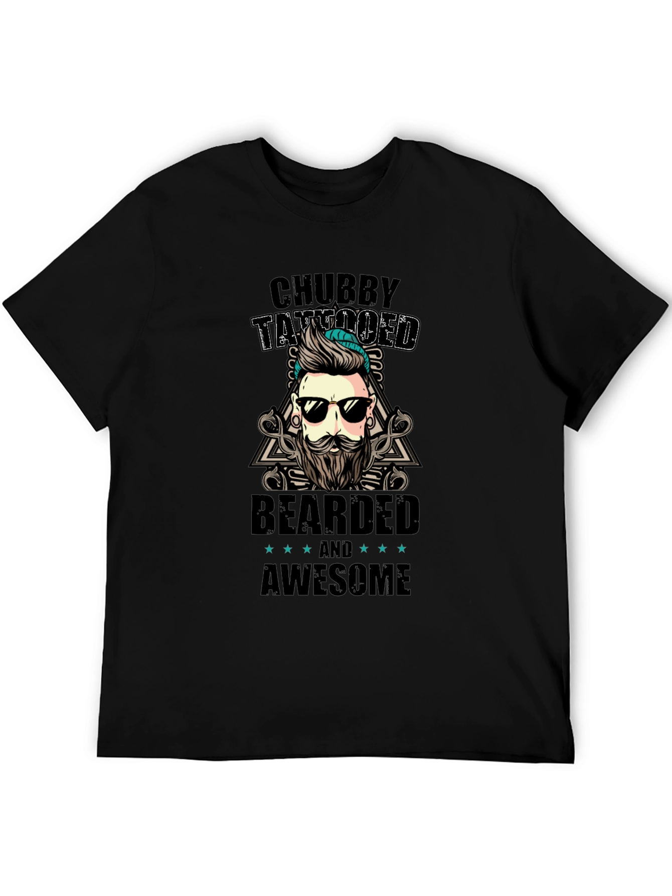 Chubby Tattooed Bearded Awesome Black T-Shirt