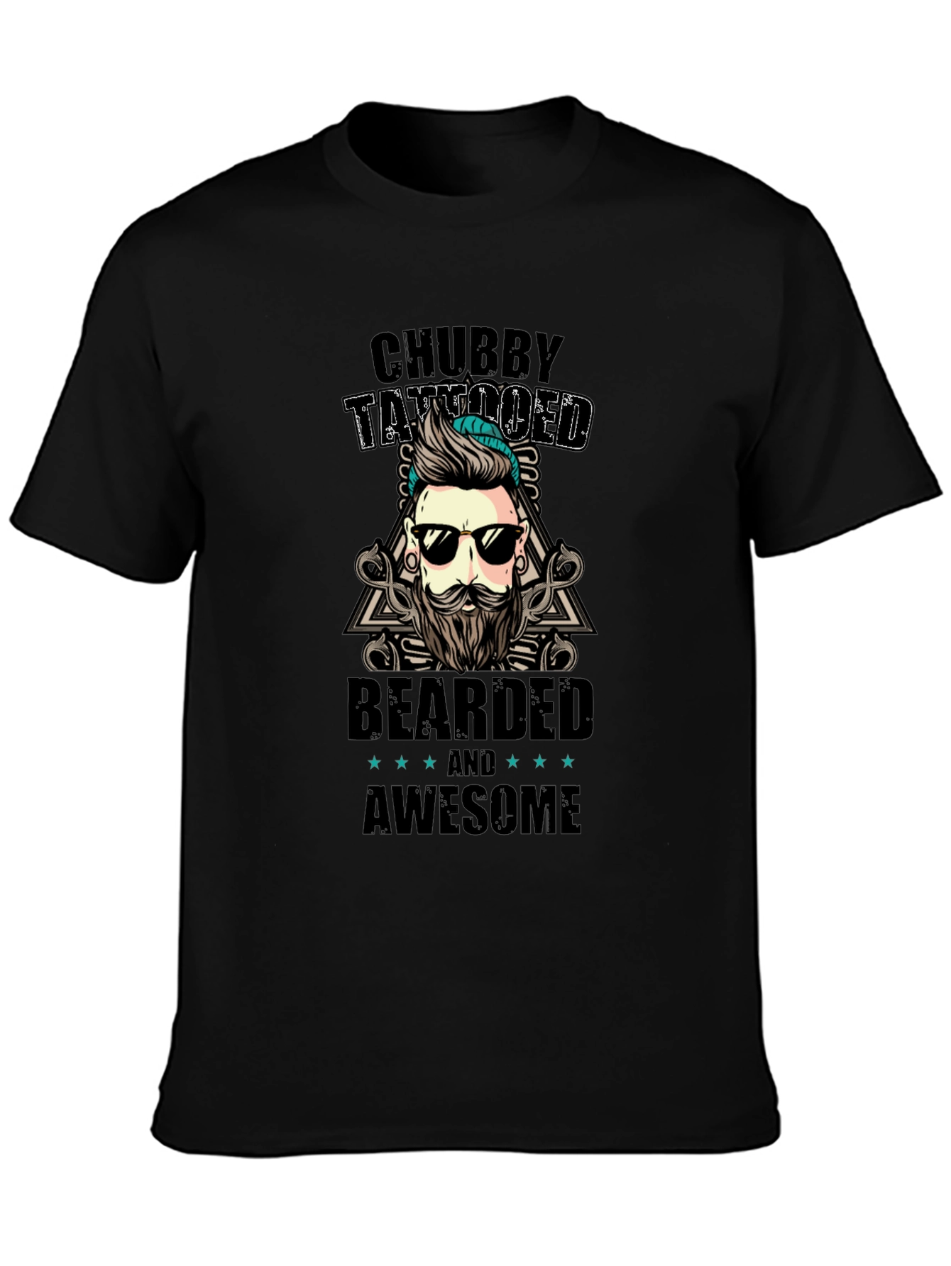 Chubby Tattooed Bearded Awesome Black T-Shirt