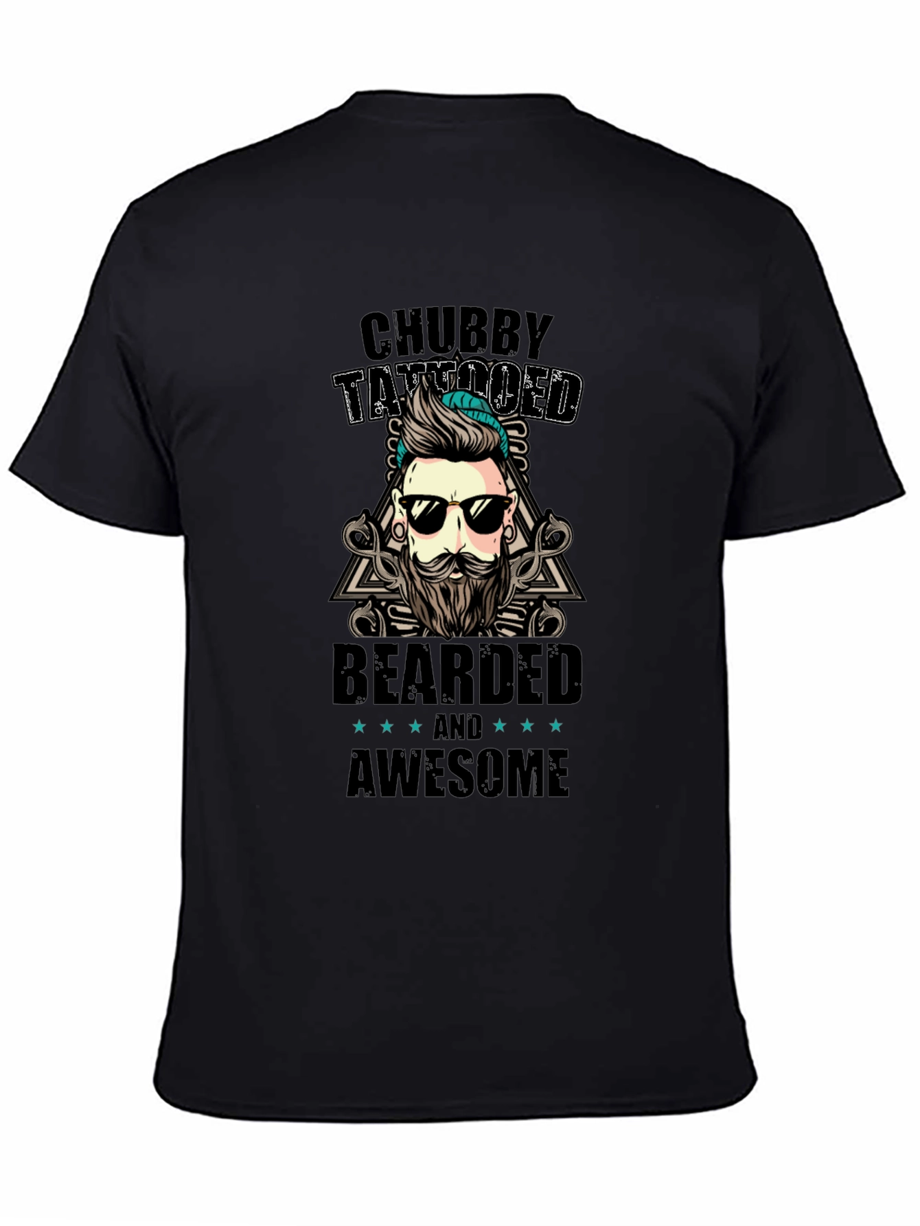 Chubby Tattooed Bearded Awesome Black T-Shirt