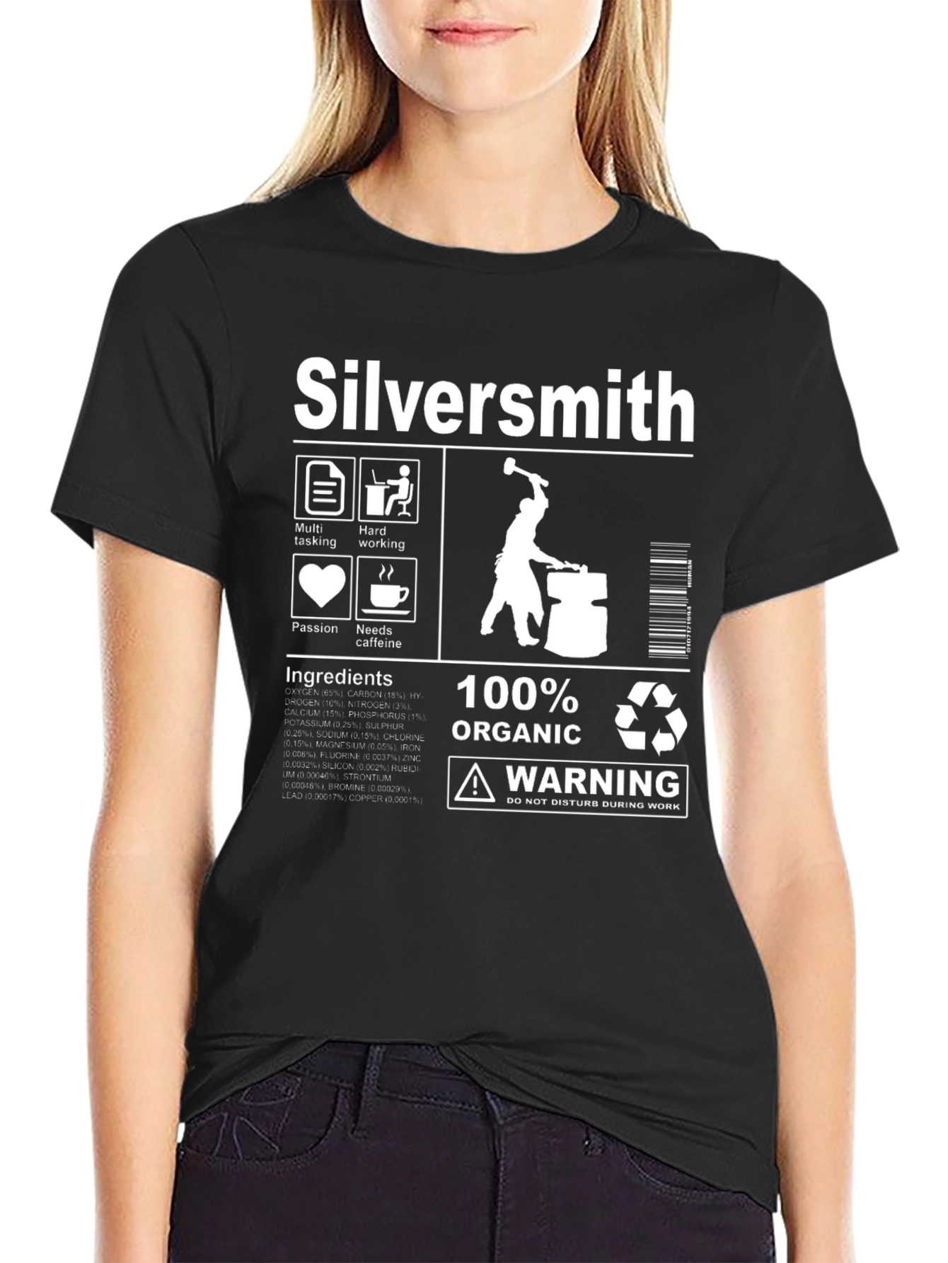 Silversmith T-Shirt - Organic Material Warning Graphic