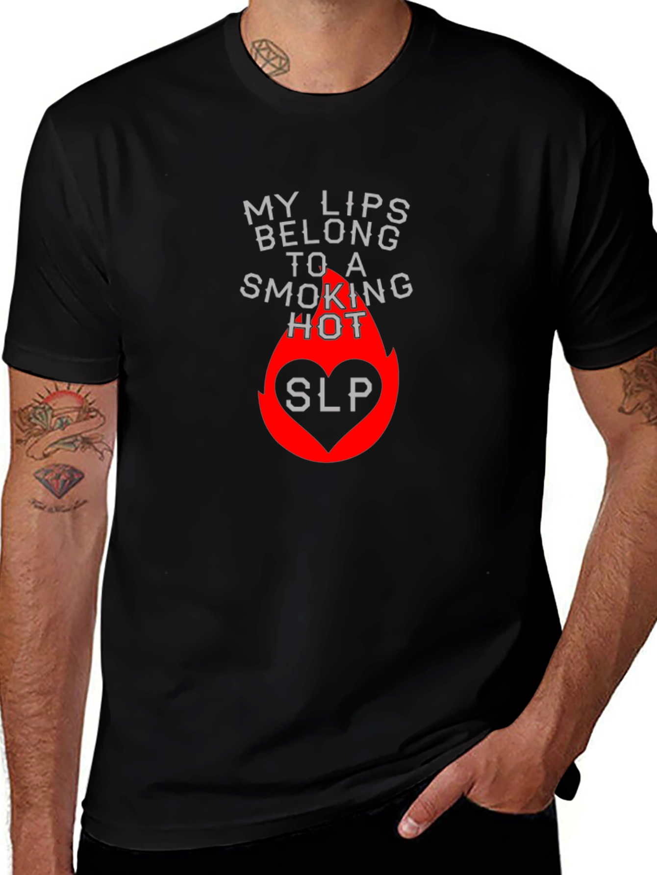 Smoking Hot Lips Graphic Tee - Black Cotton T-Shirt