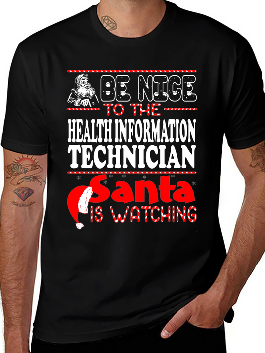 Health Info Tech Santa Watching T-Shirt