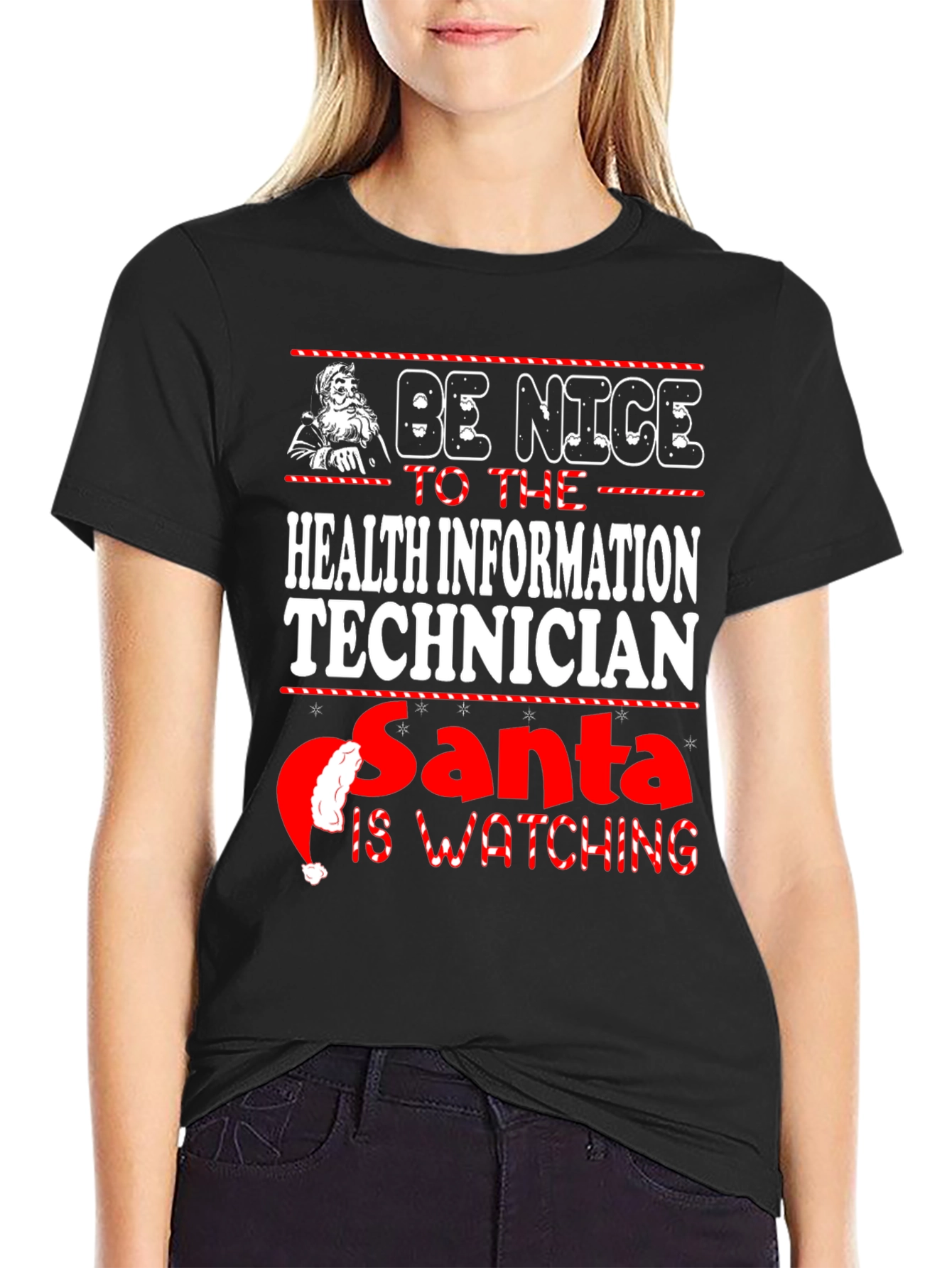 Health Info Tech Santa Watching T-Shirt