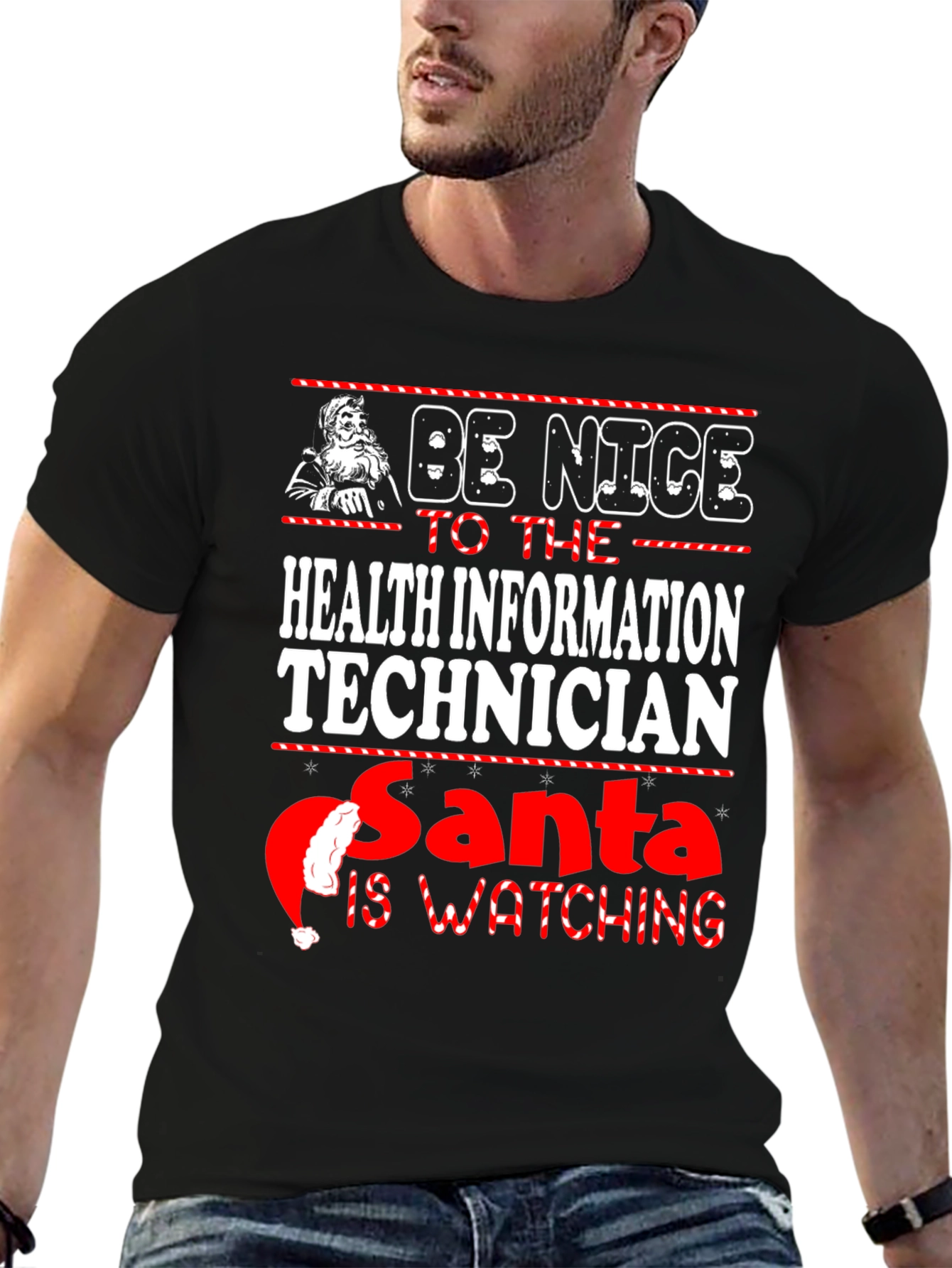 Health Info Tech Santa Watching T-Shirt