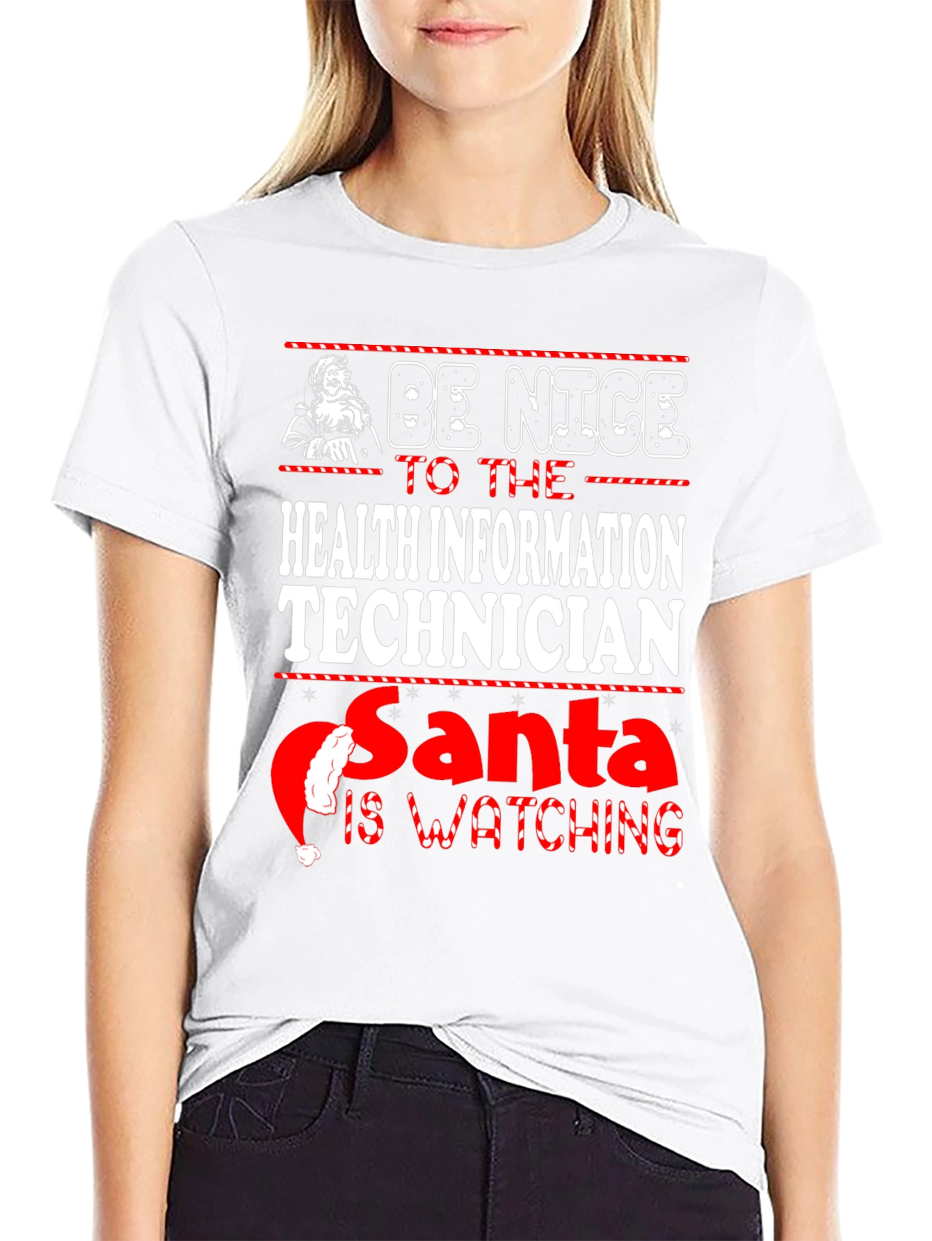 Health Info Tech Santa Watching T-Shirt
