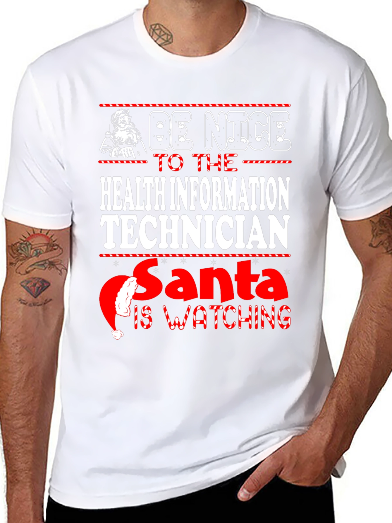Health Info Tech Santa Watching T-Shirt
