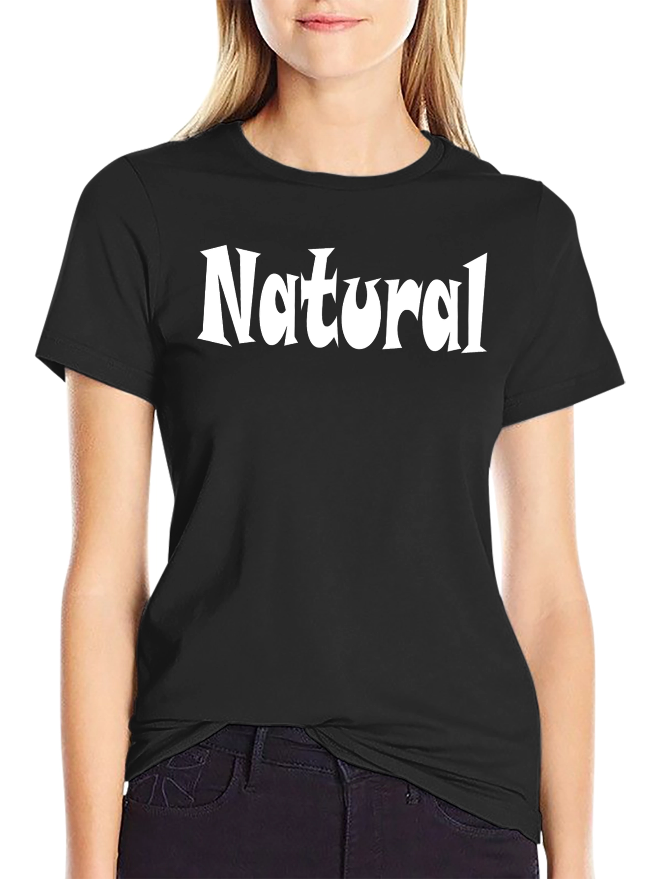 Natural Black Graphic Tee for Men