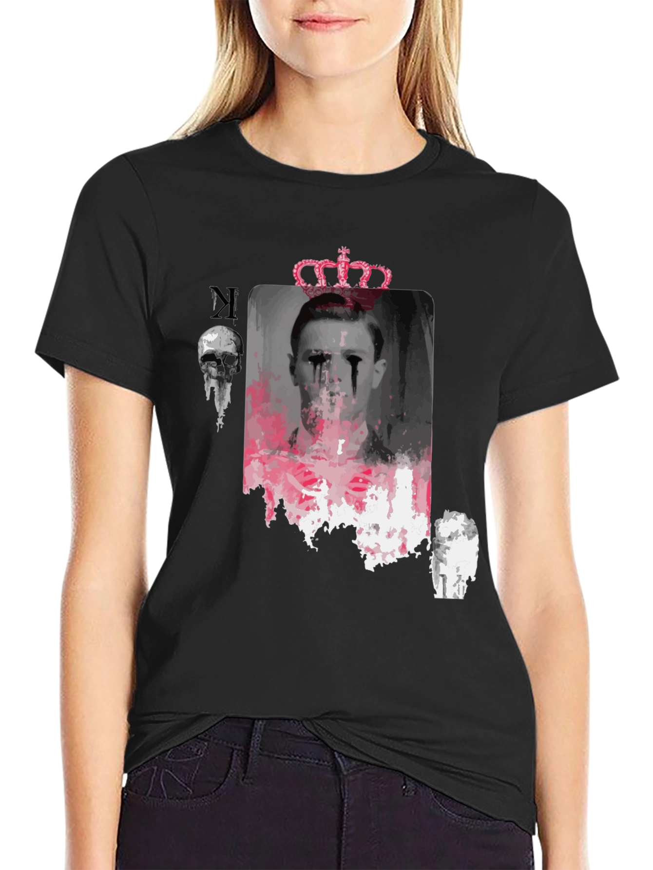 Graphic Print T-Shirt with Crown