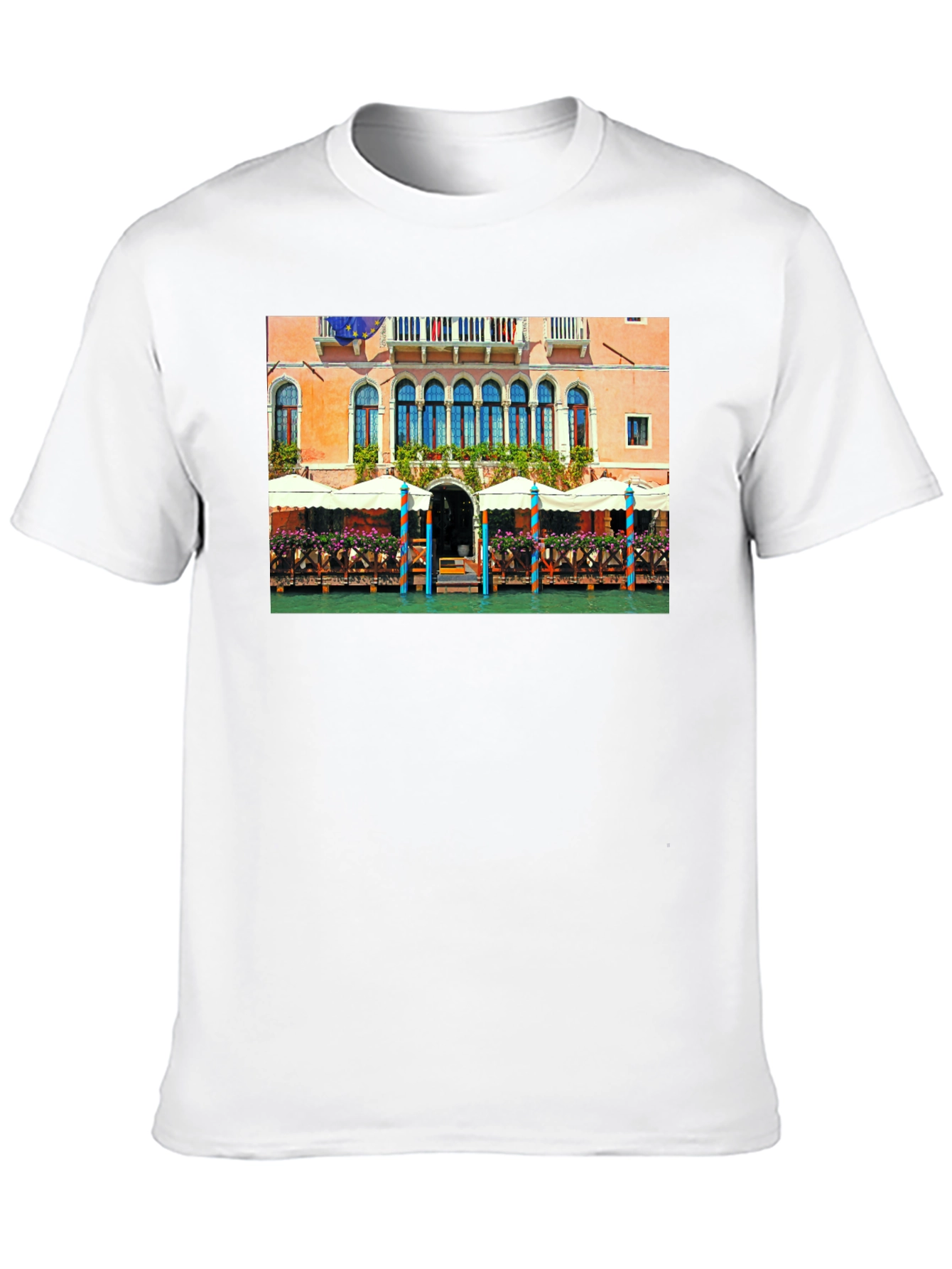 Venice Building Graphic Tee - Canal Scene T-Shirt
