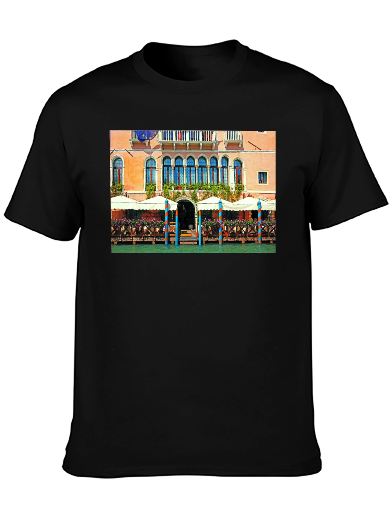 Venice Building Graphic Tee - Canal Scene T-Shirt