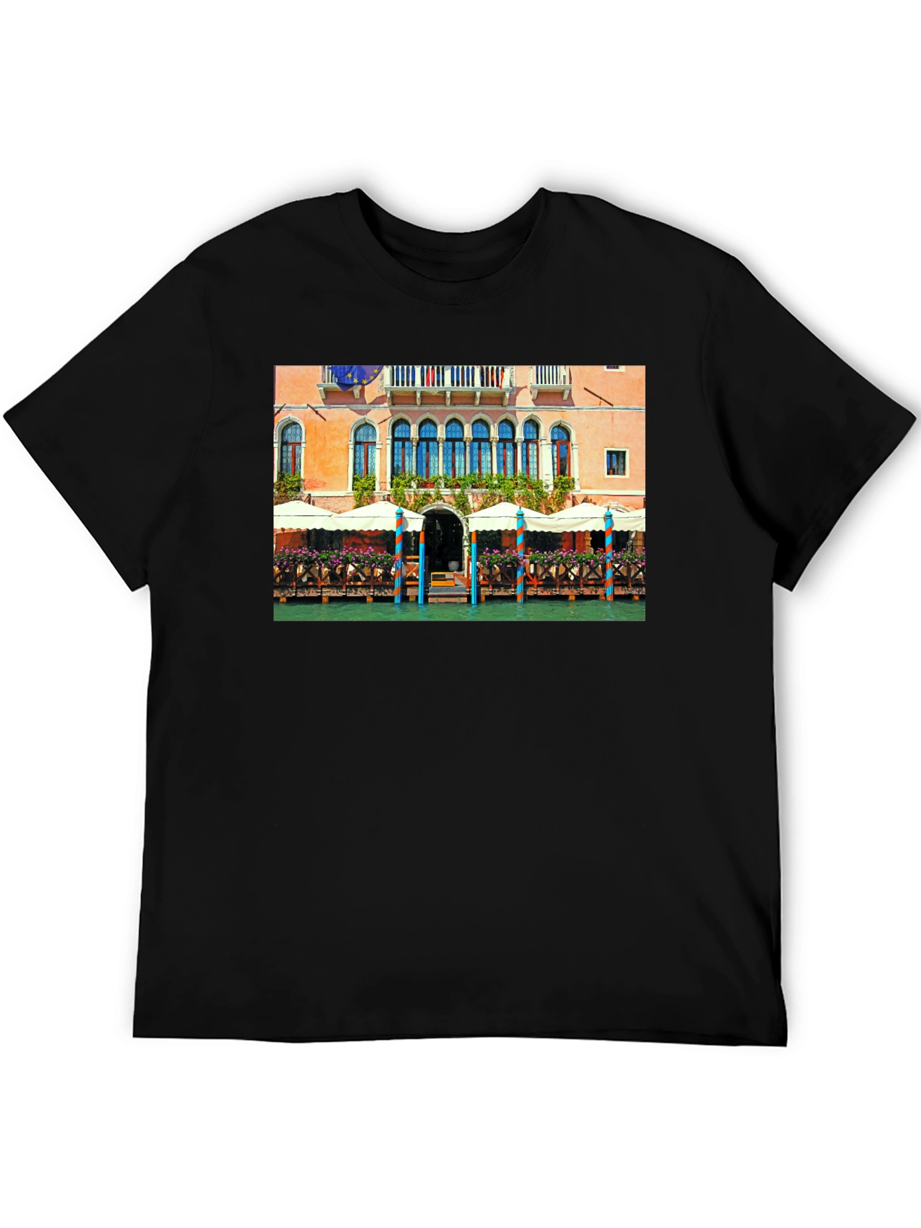 Venice Building Graphic Tee - Canal Scene T-Shirt