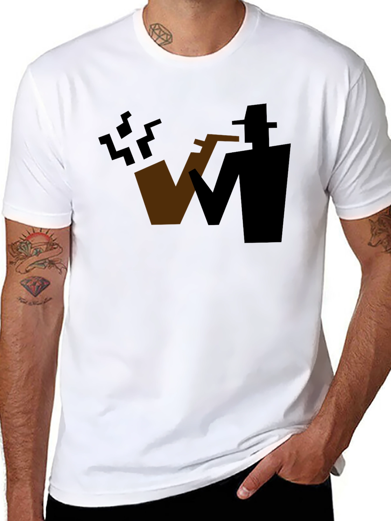 Abstract Smoker Graphic Tee - Cool Casual Shirt
