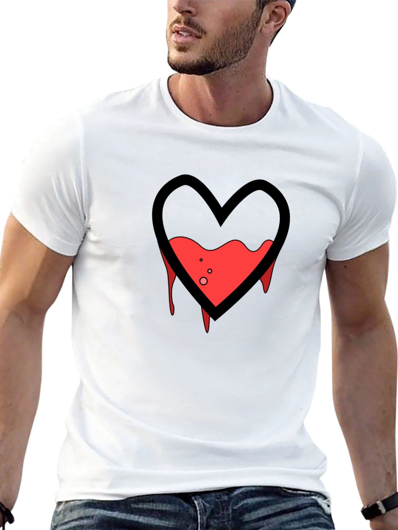 Bleeding Heart Graphic Tee - Black Cotton Blend