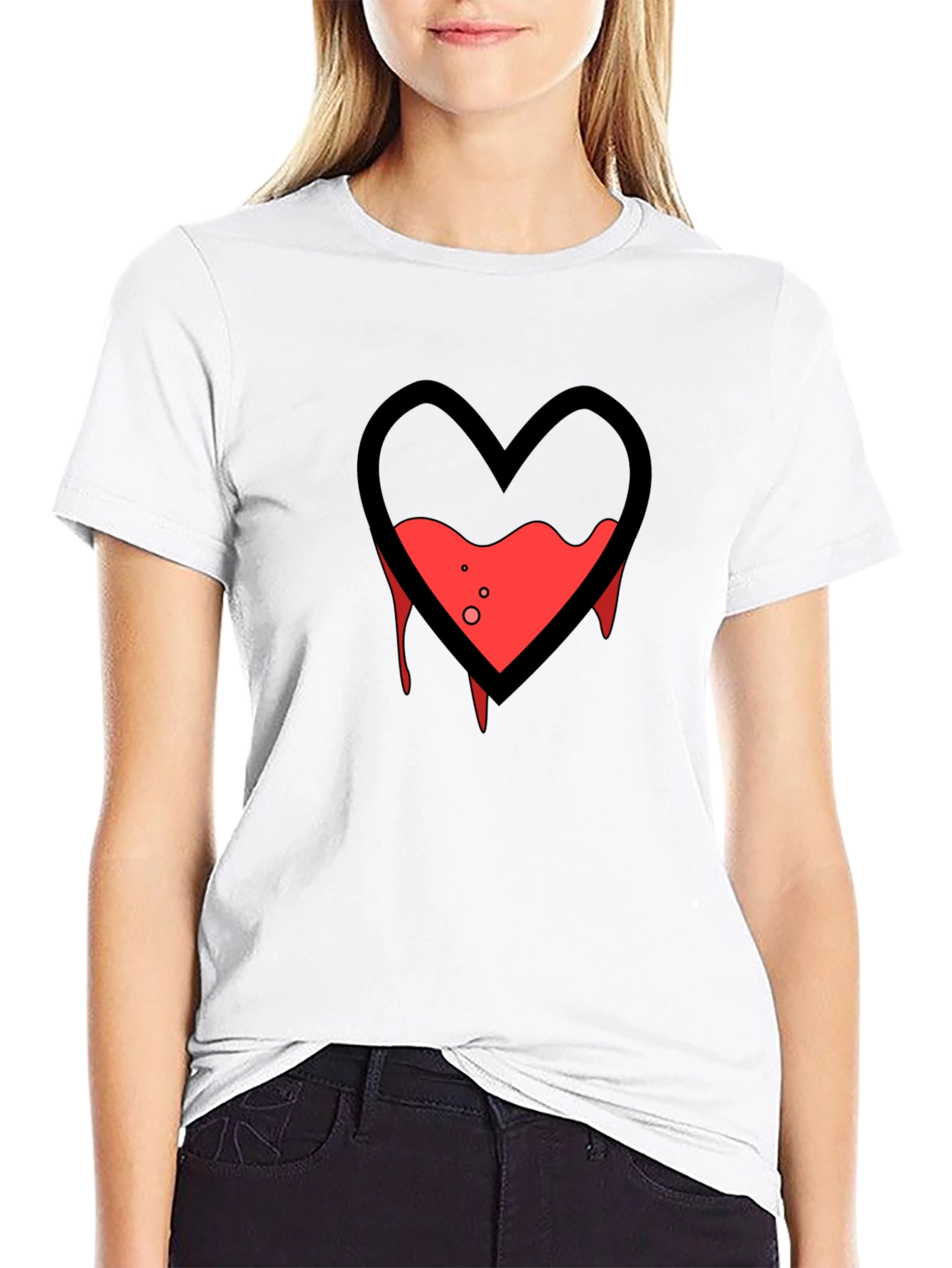 Bleeding Heart Graphic Tee - Black Cotton Blend
