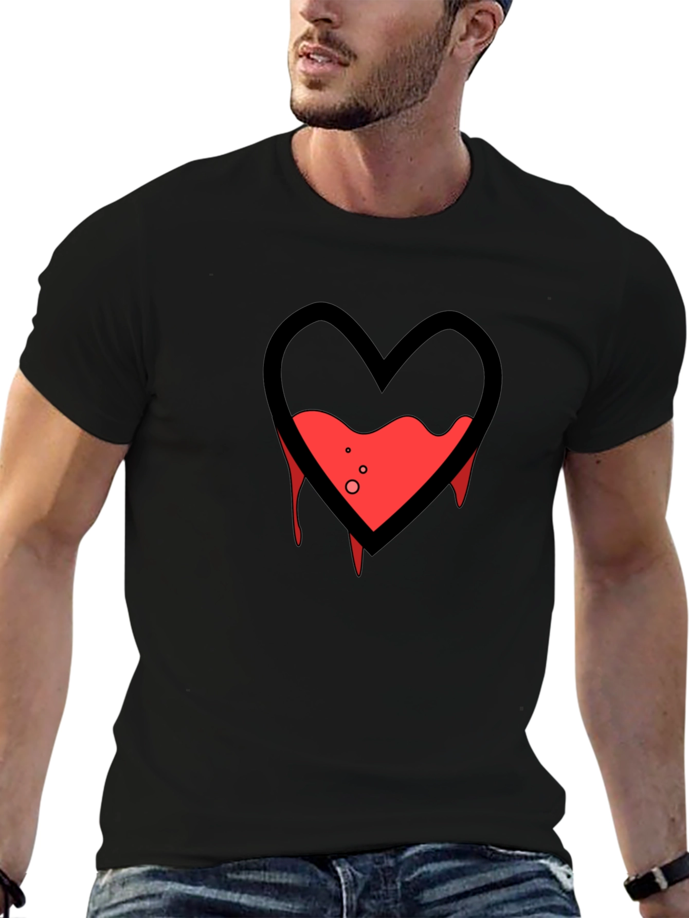 Bleeding Heart Graphic Tee - Black Cotton Blend