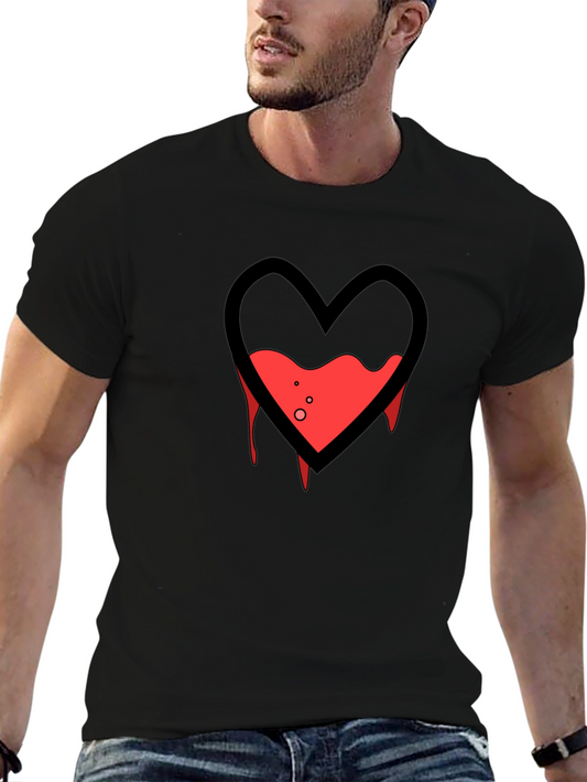 Bleeding Heart Graphic Tee - Black Cotton Blend