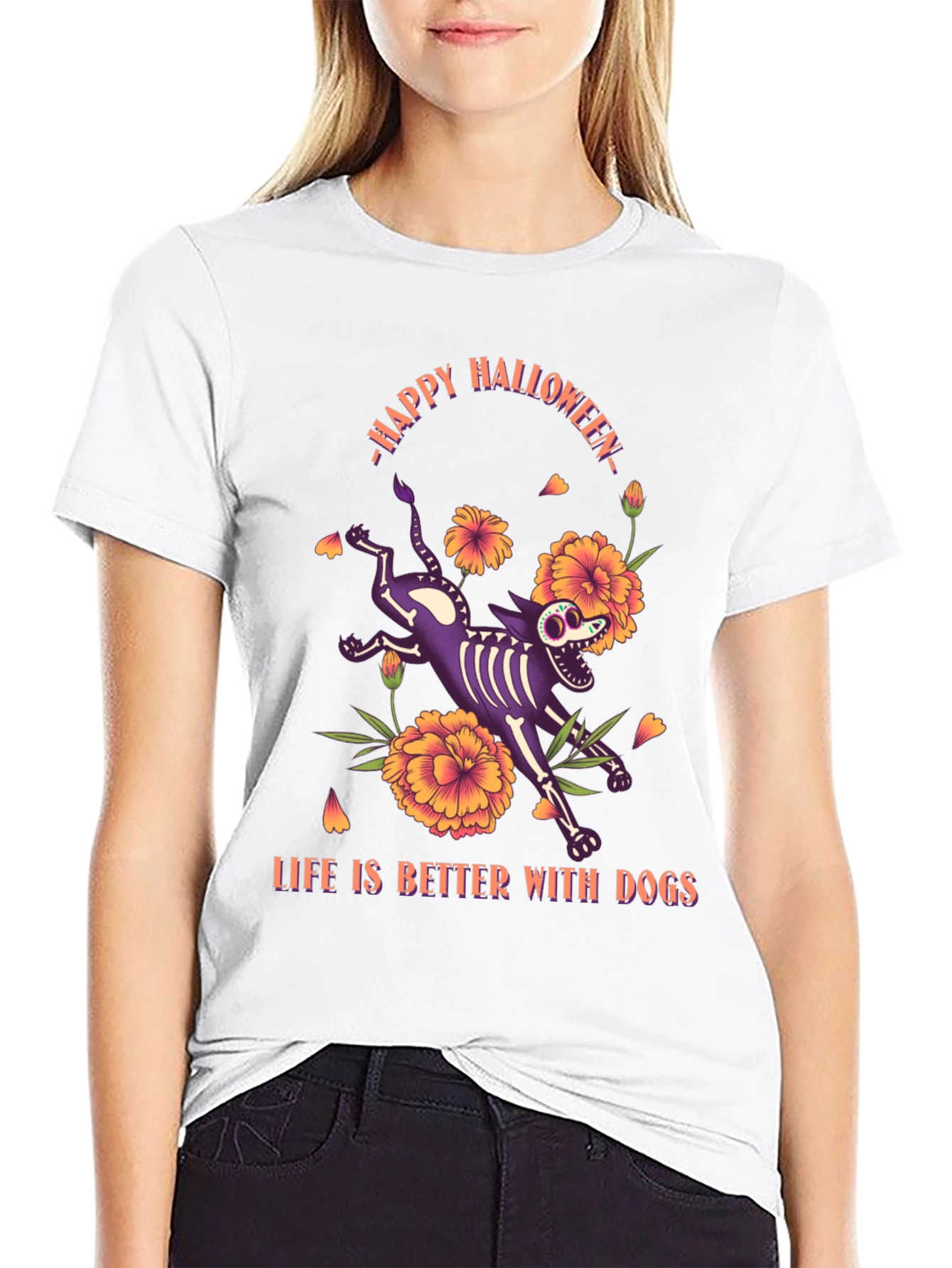Halloween Skeleton Dog T-Shirt