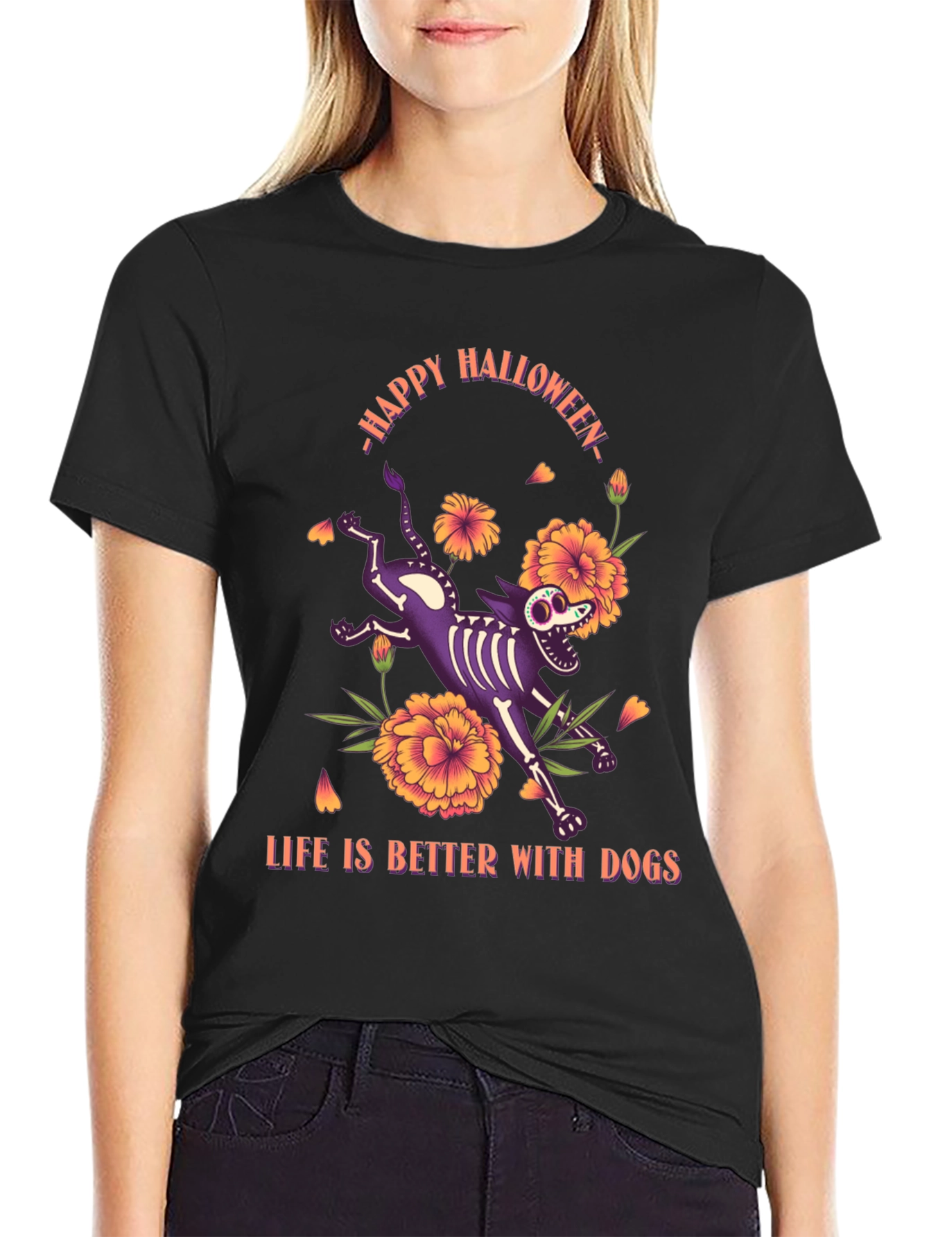 Halloween Skeleton Dog T-Shirt