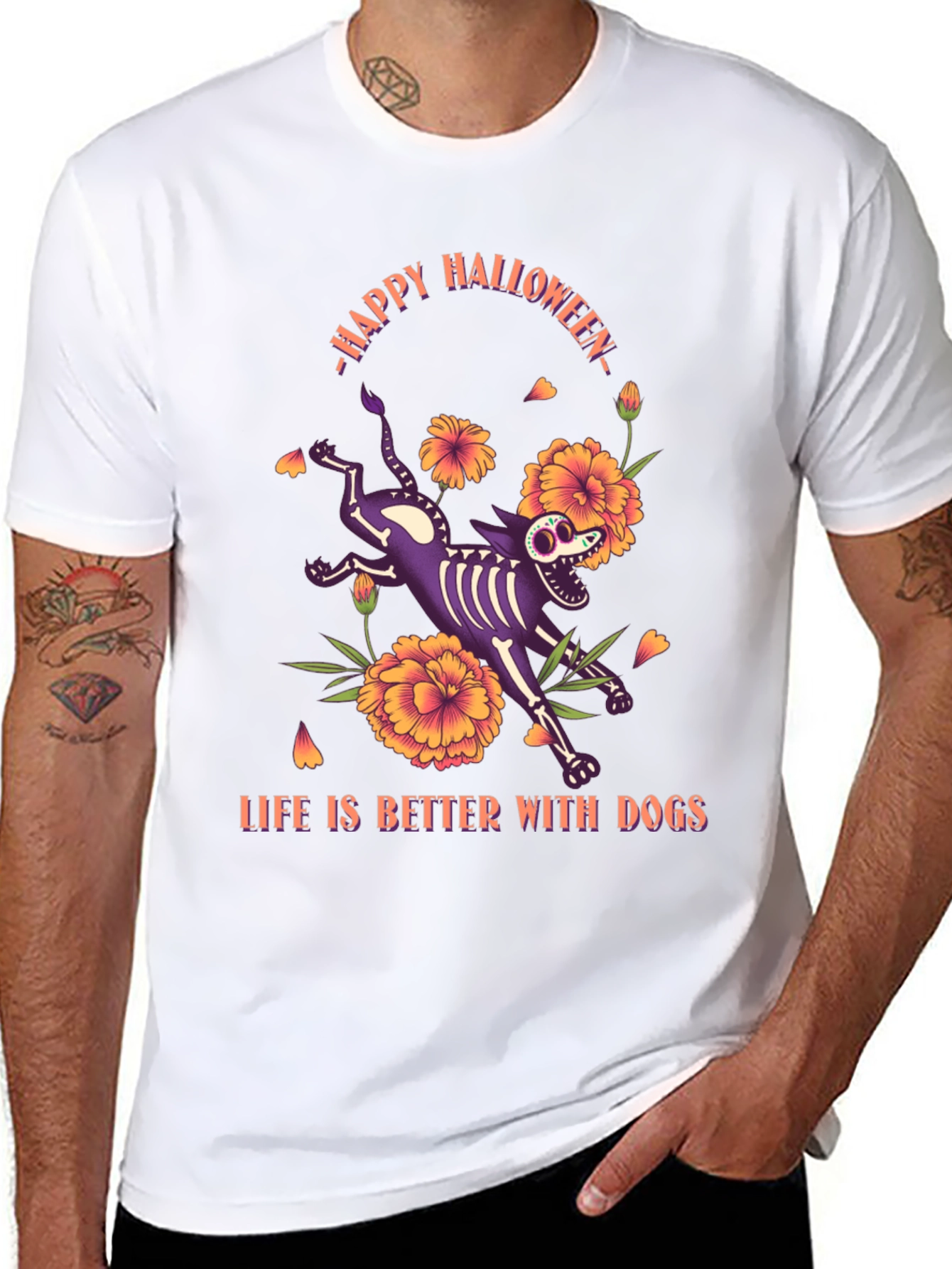 Halloween Skeleton Dog T-Shirt