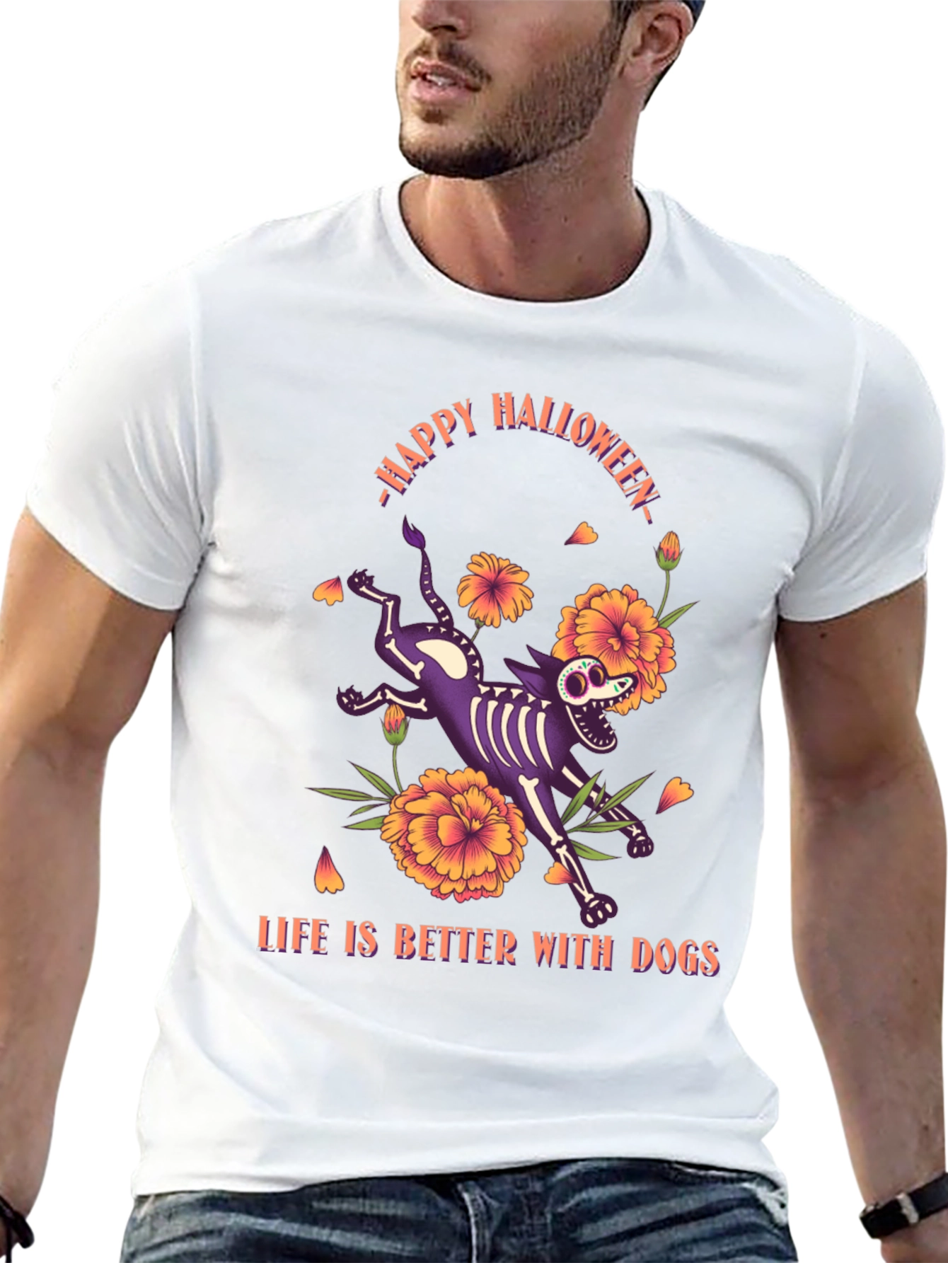 Halloween Skeleton Dog T-Shirt