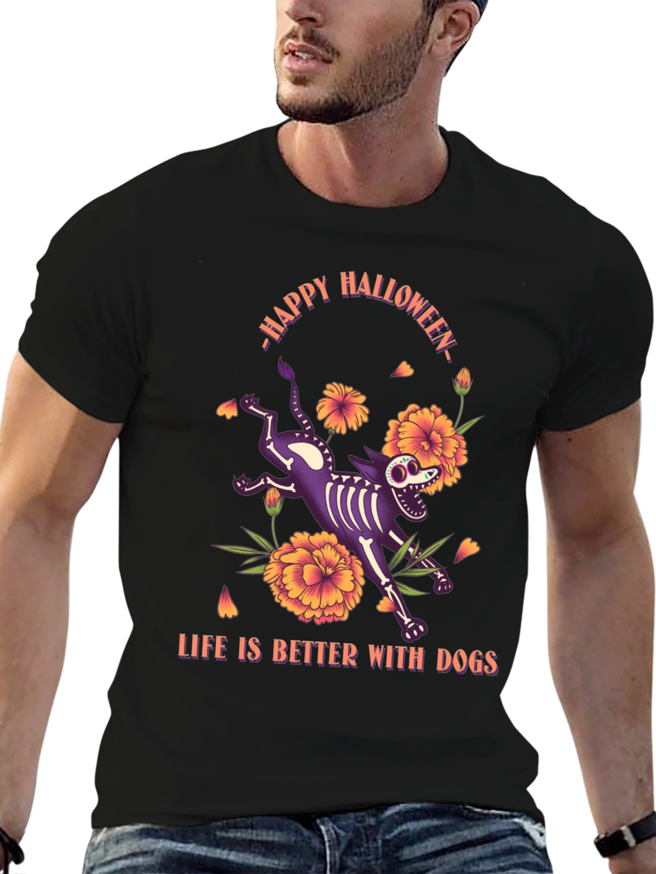 Halloween Skeleton Dog T-Shirt