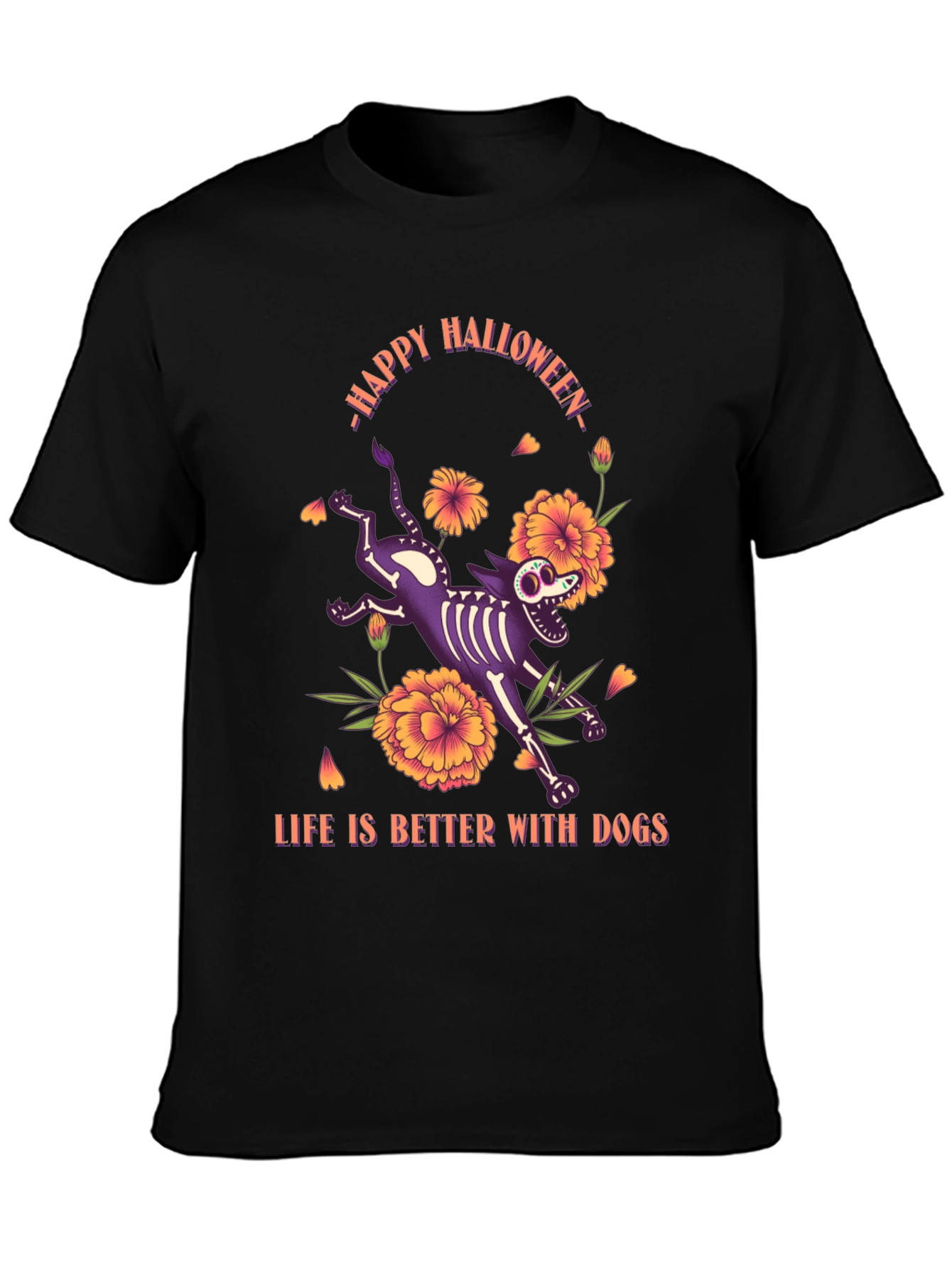 Halloween Skeleton Dog T-Shirt