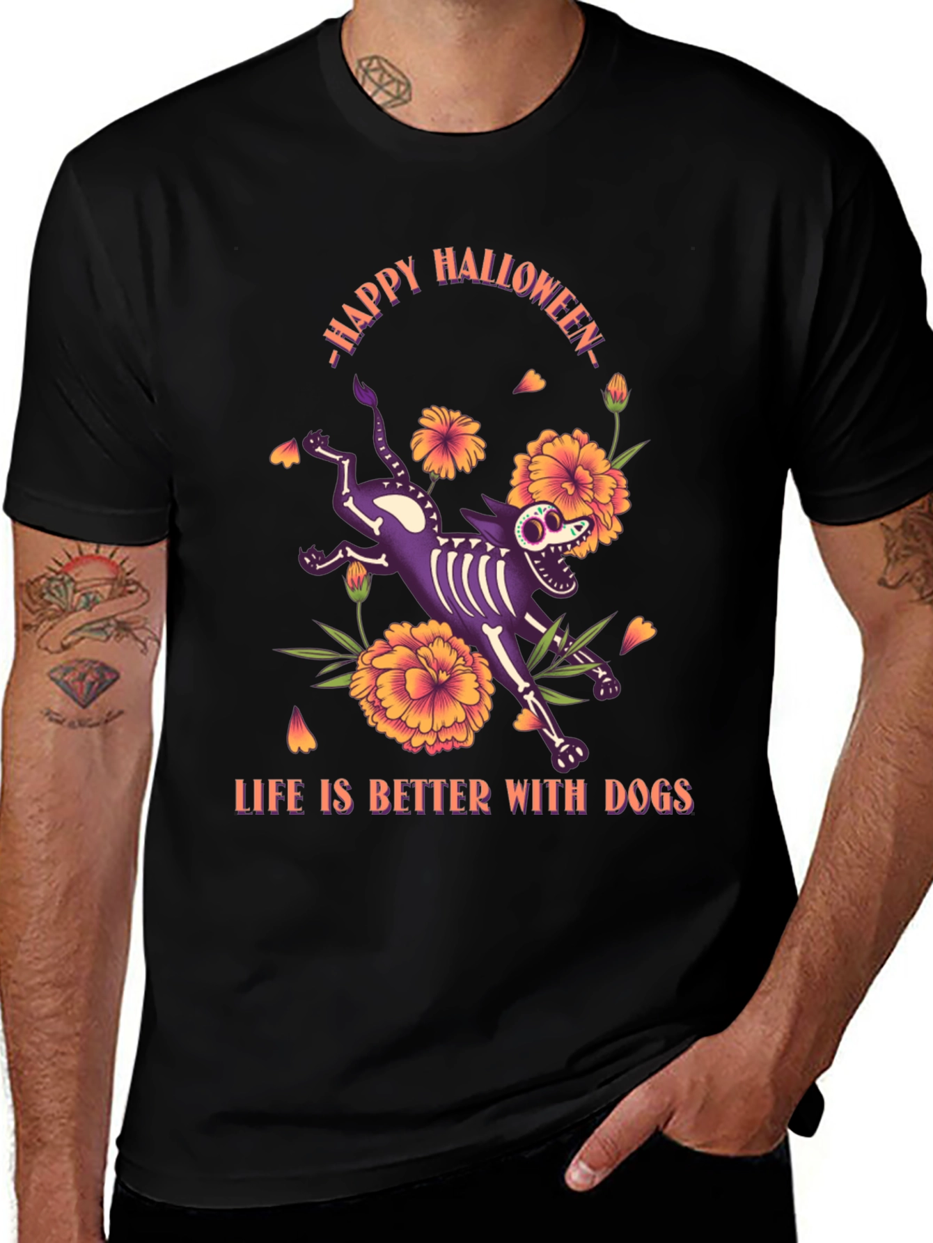 Halloween Skeleton Dog T-Shirt
