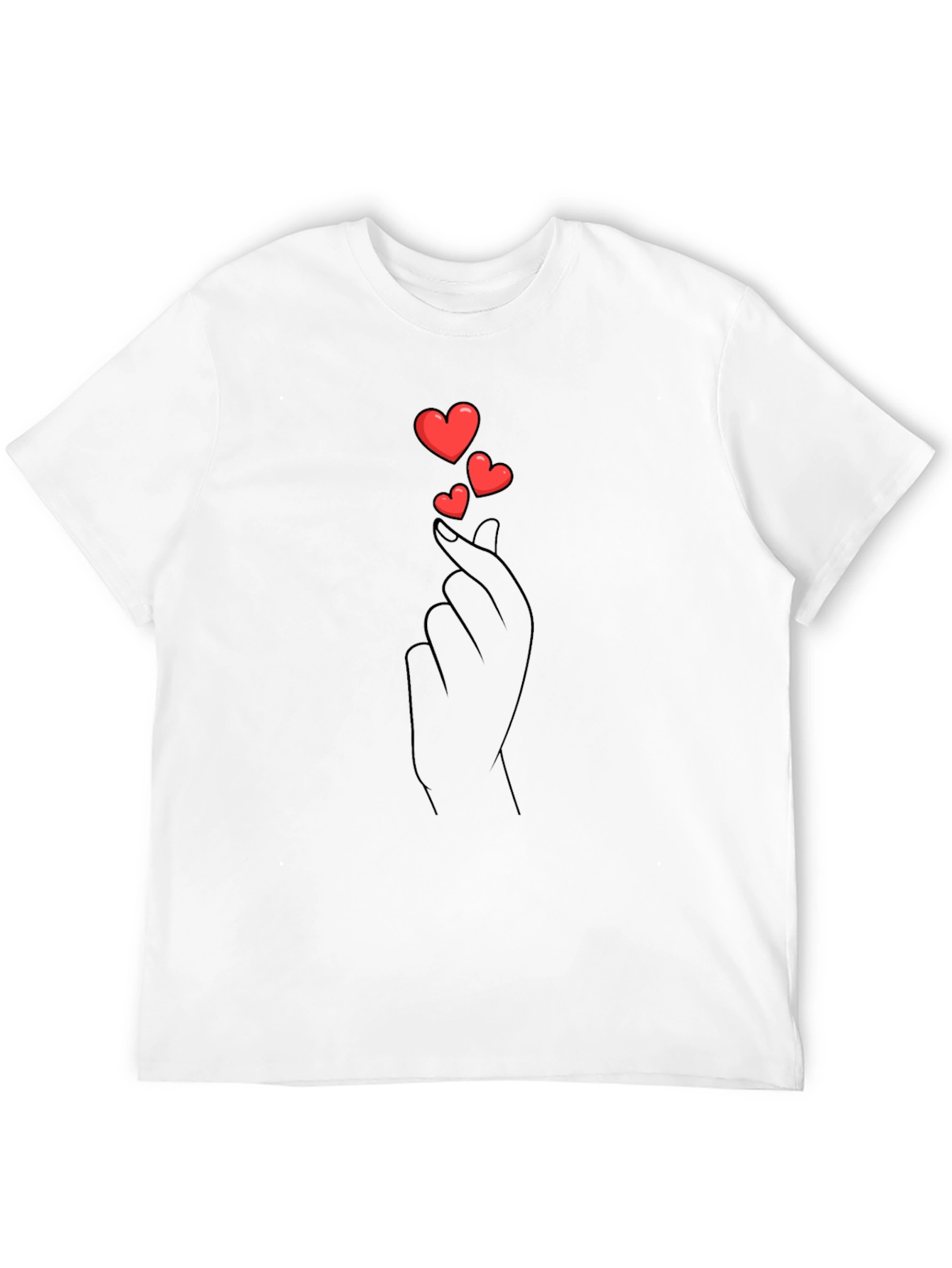 Heart Finger Love Gesture Graphic Black Tee