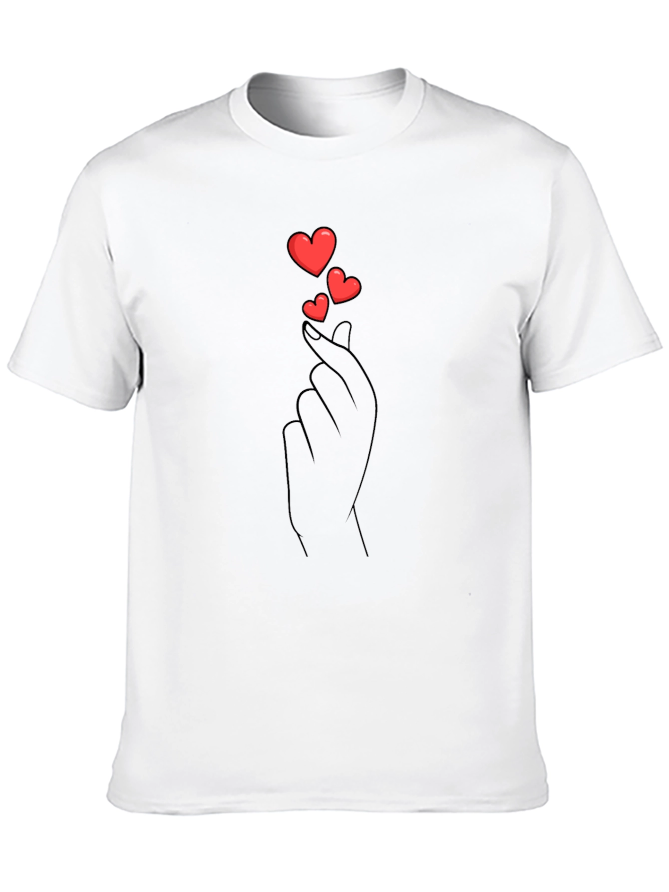 Heart Finger Love Gesture Graphic Black Tee