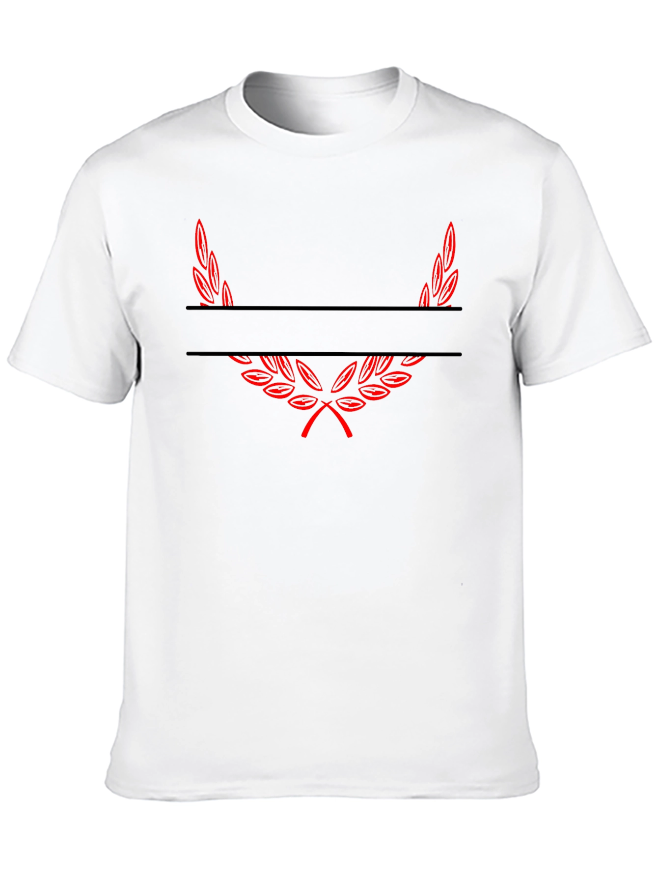 Black Tee with Red Laurel Wreath Graphic