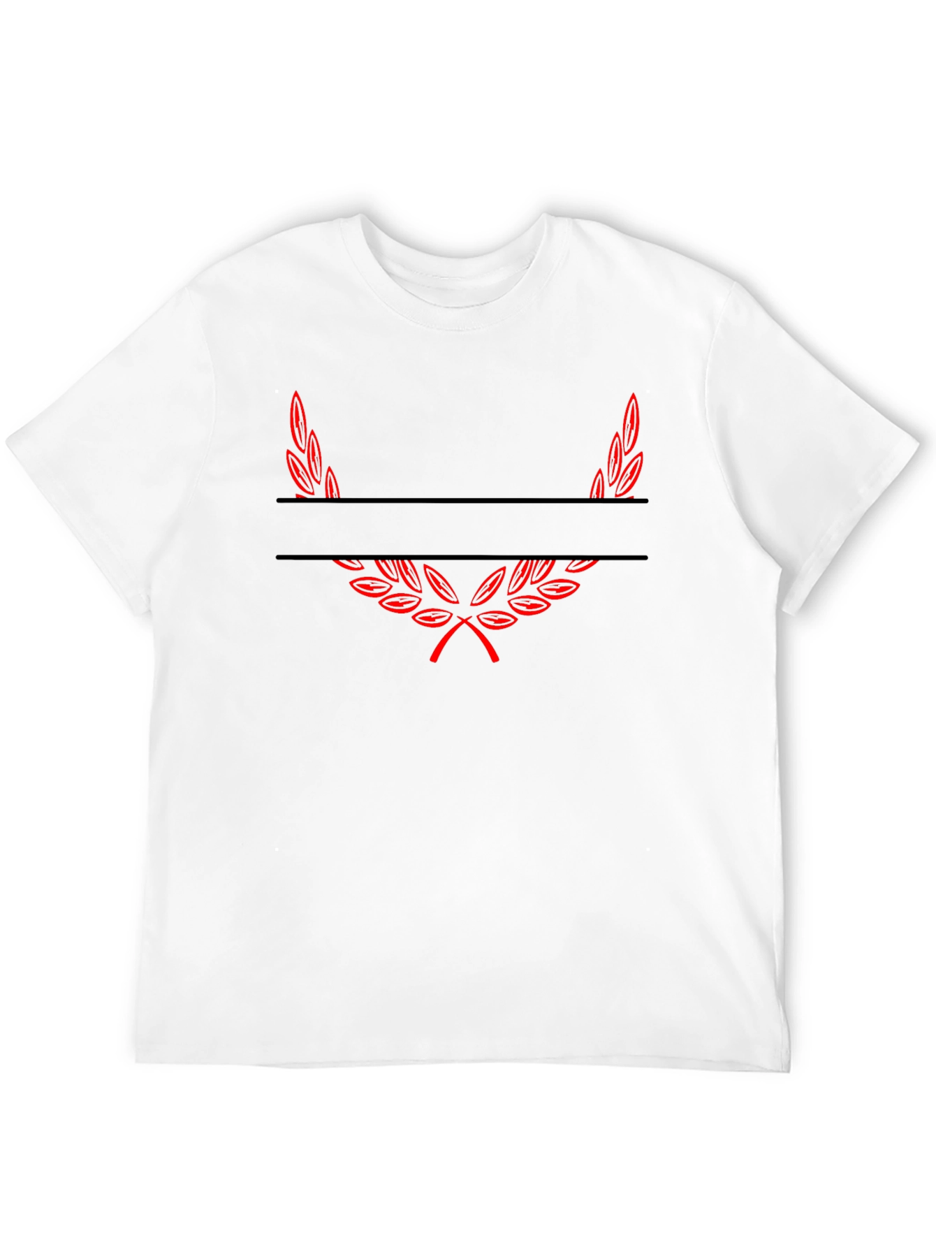 Black Tee with Red Laurel Wreath Graphic