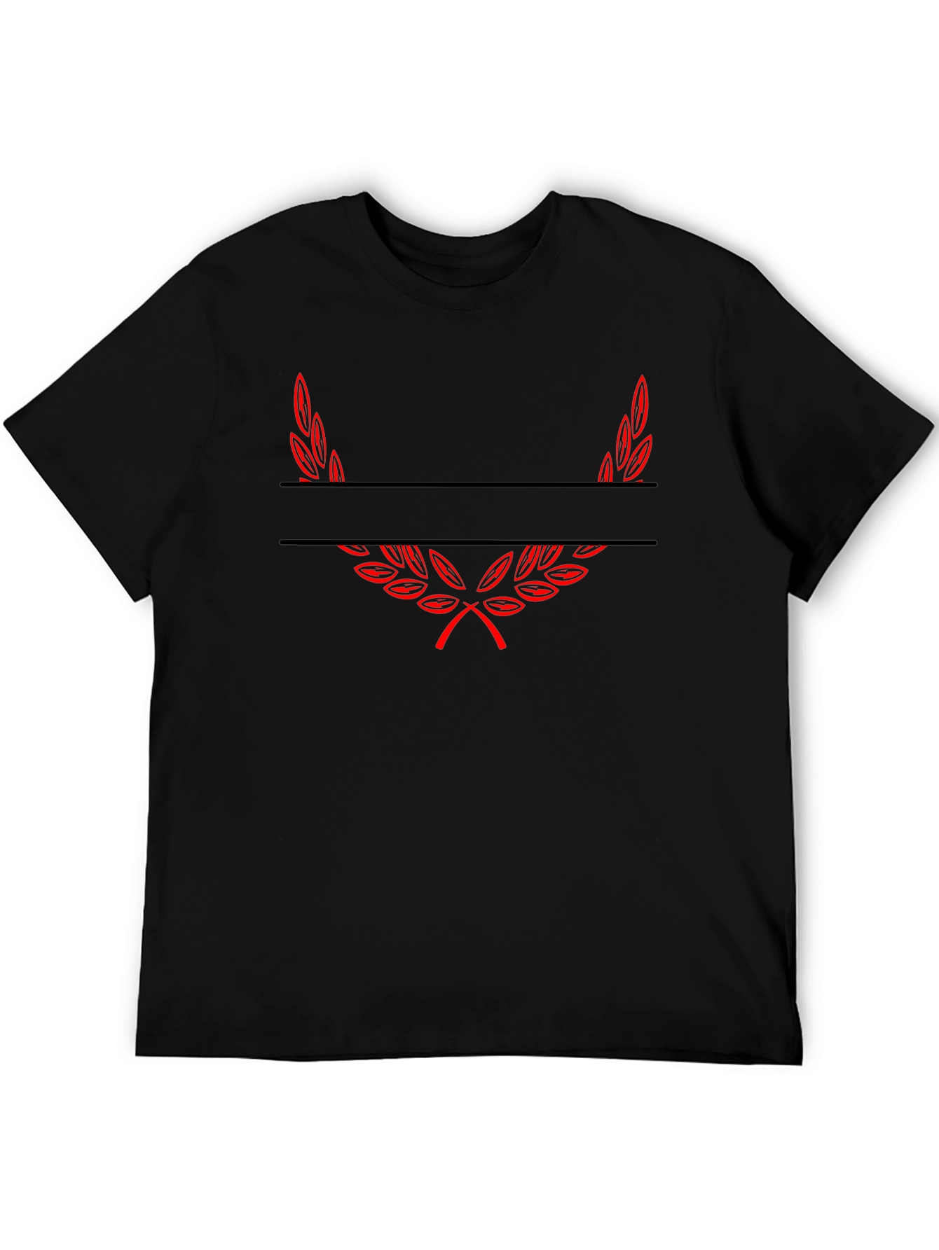 Black Tee with Red Laurel Wreath Graphic